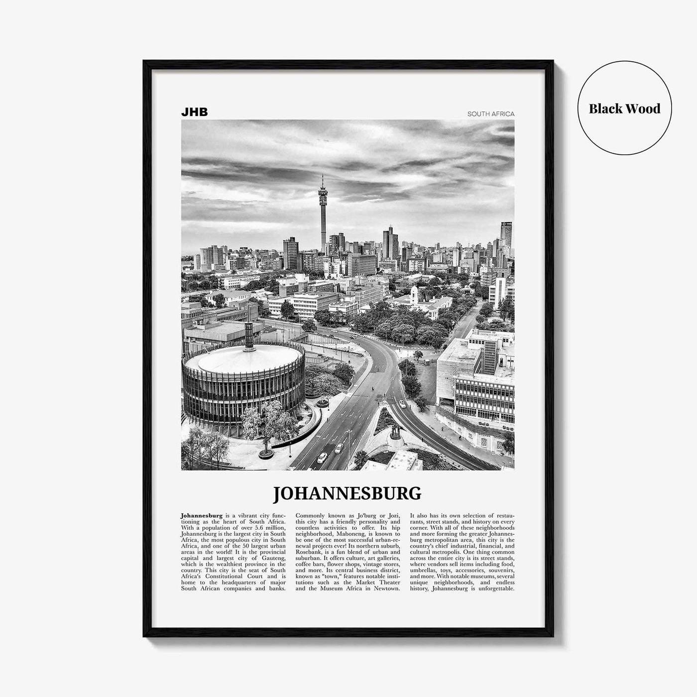 Johannesburg Print Black and White No 2, Johannesburg Wall Art, Johannesburg Poster, Johannesburg Photo, South Africa Print, South Africa