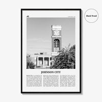 Johnson City Print Black and White, Johnson City Wall Art, Johnson City Poster, Johnson City Photo, Johnson City Map, Tennessee