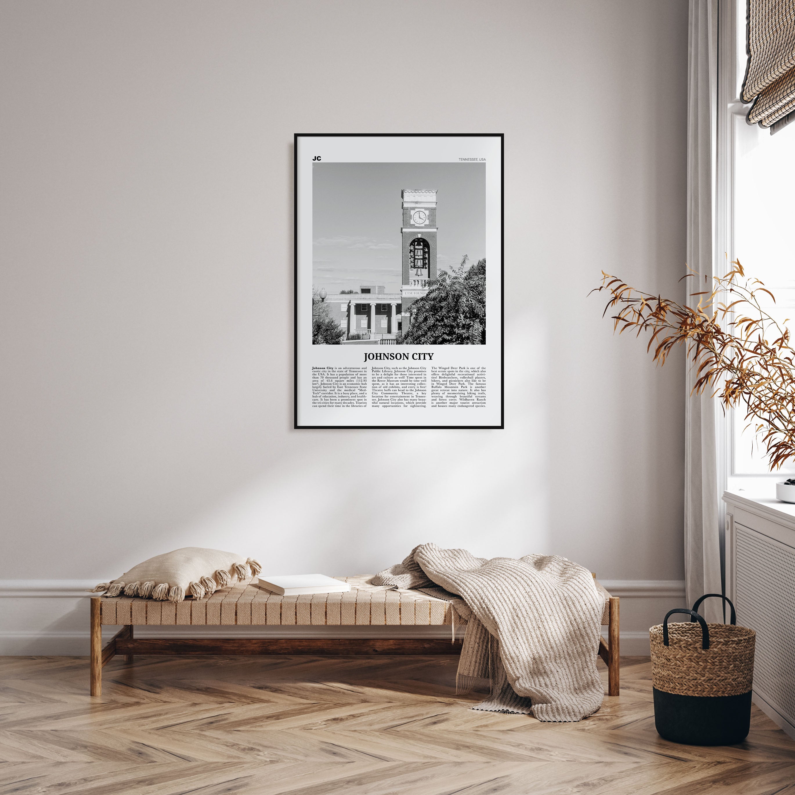 Johnson City Travel B&W Poster