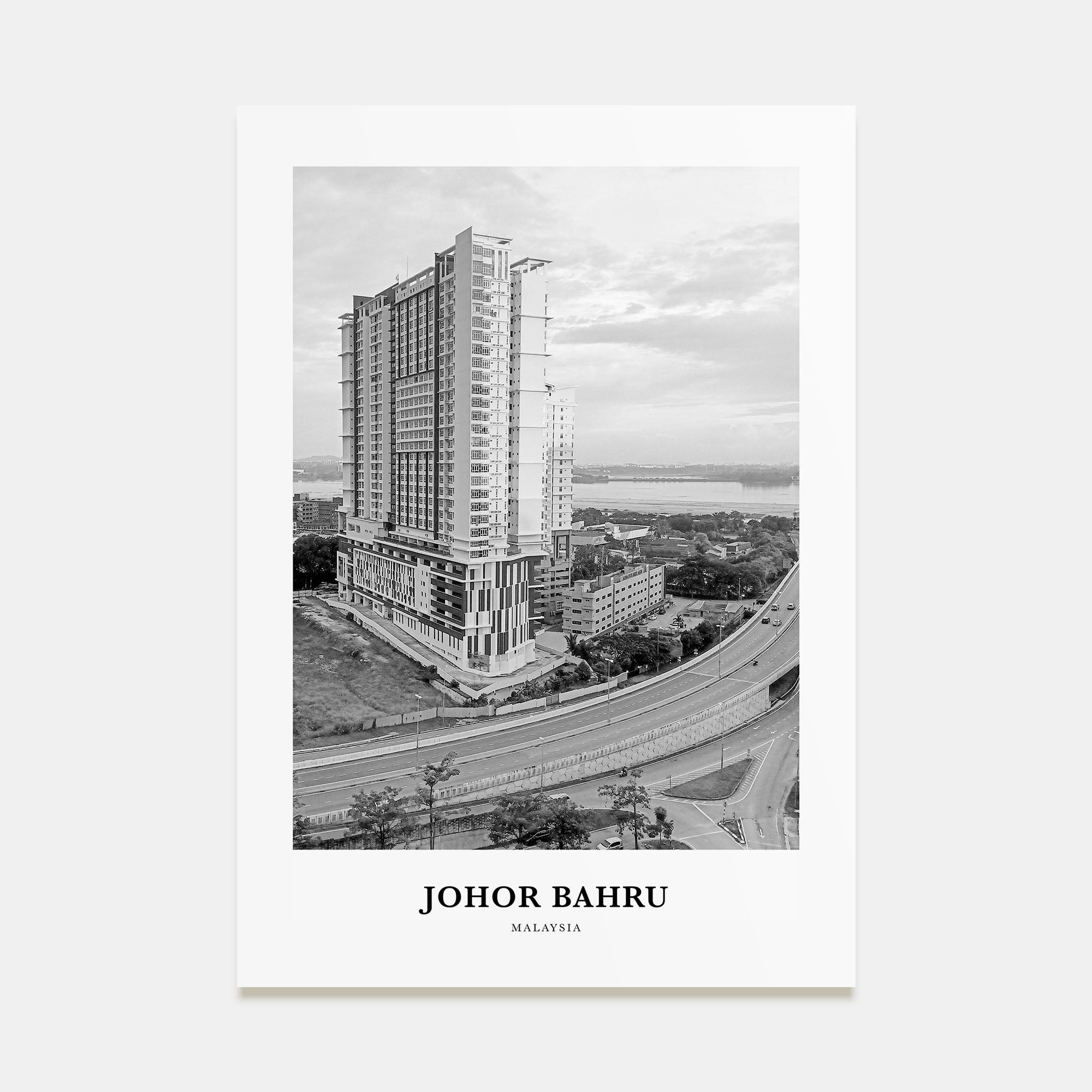 Johor Bahru Portrait B&W Poster