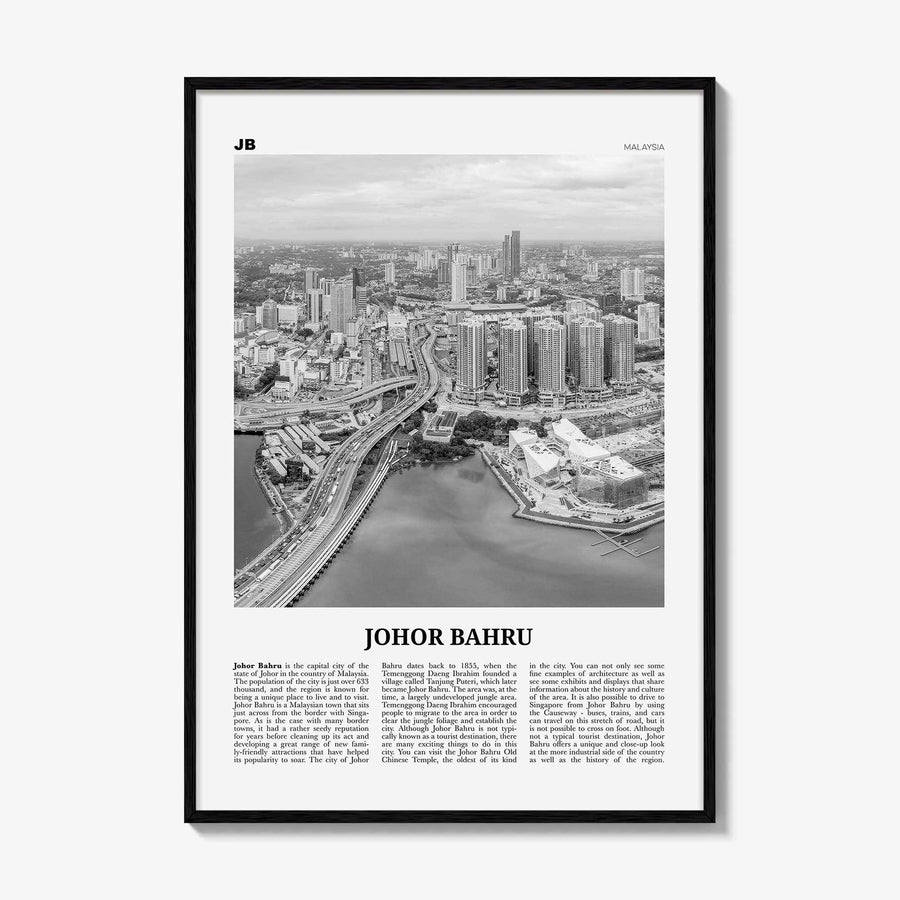 Johor Bahru Print Black and White No 1, Johor Bahru Wall Art, Johor Bahru Poster, Johor Bahru Photo, Johor Bahru Wall Décor, Malaysia