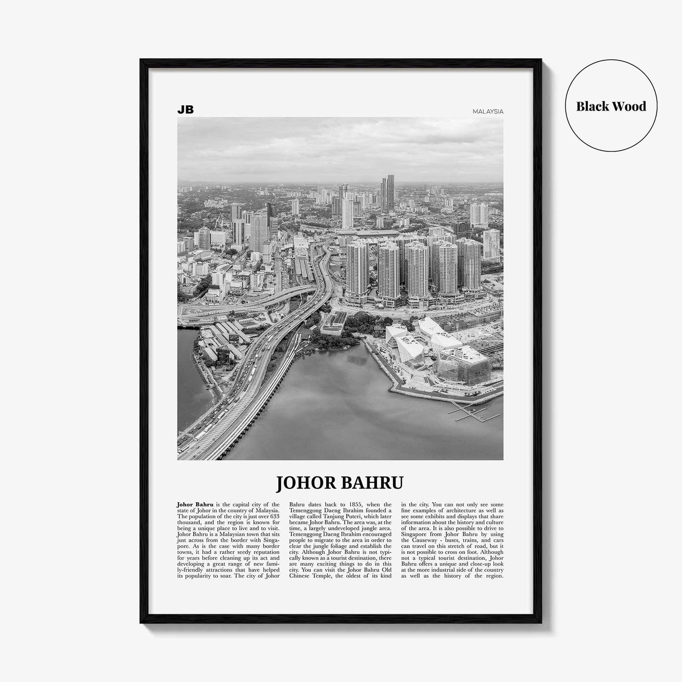 Johor Bahru Print Black and White No 1, Johor Bahru Wall Art, Johor Bahru Poster, Johor Bahru Photo, Johor Bahru Wall Décor, Malaysia