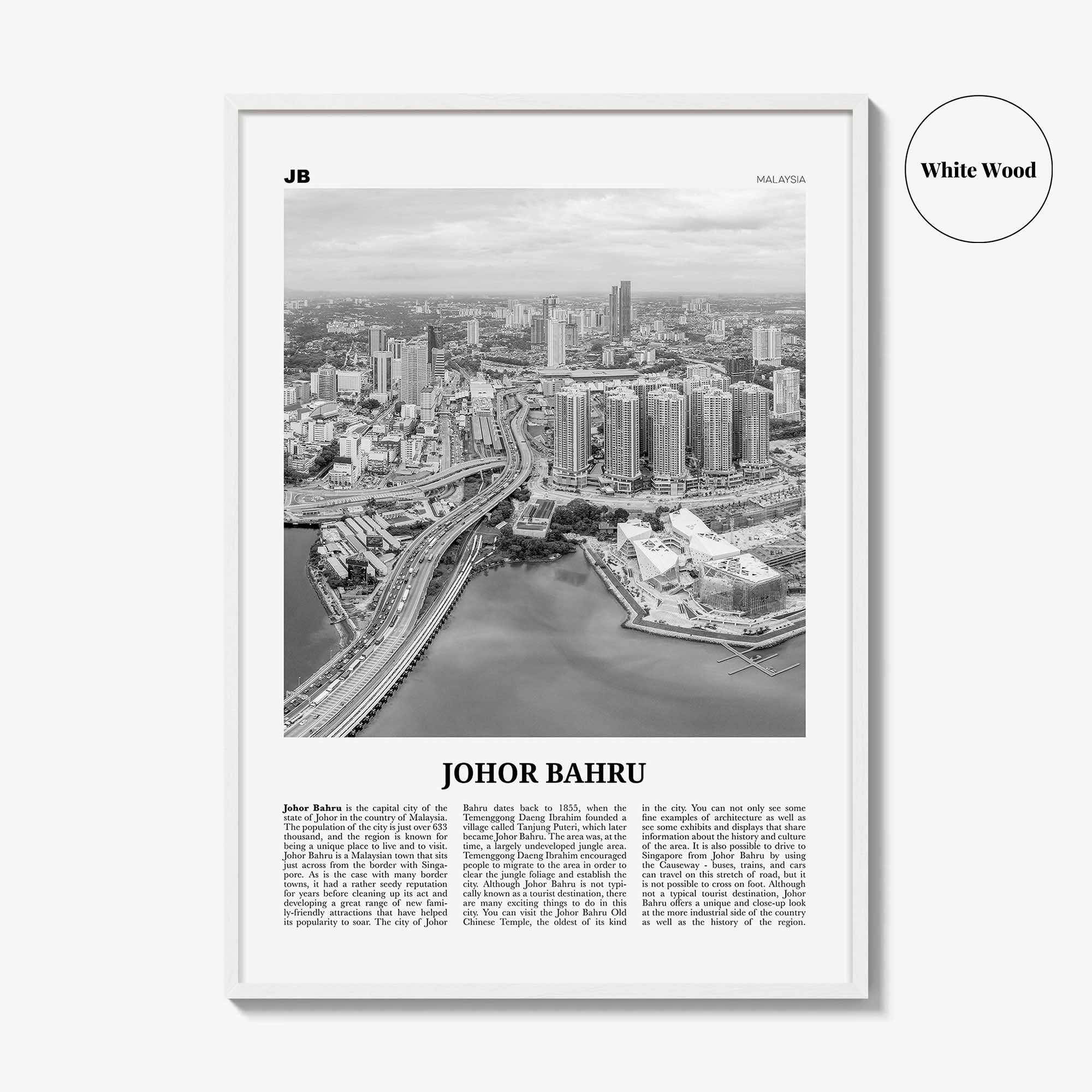 Johor Bahru Print Black and White No 1, Johor Bahru Wall Art, Johor Bahru Poster, Johor Bahru Photo, Johor Bahru Wall Décor, Malaysia