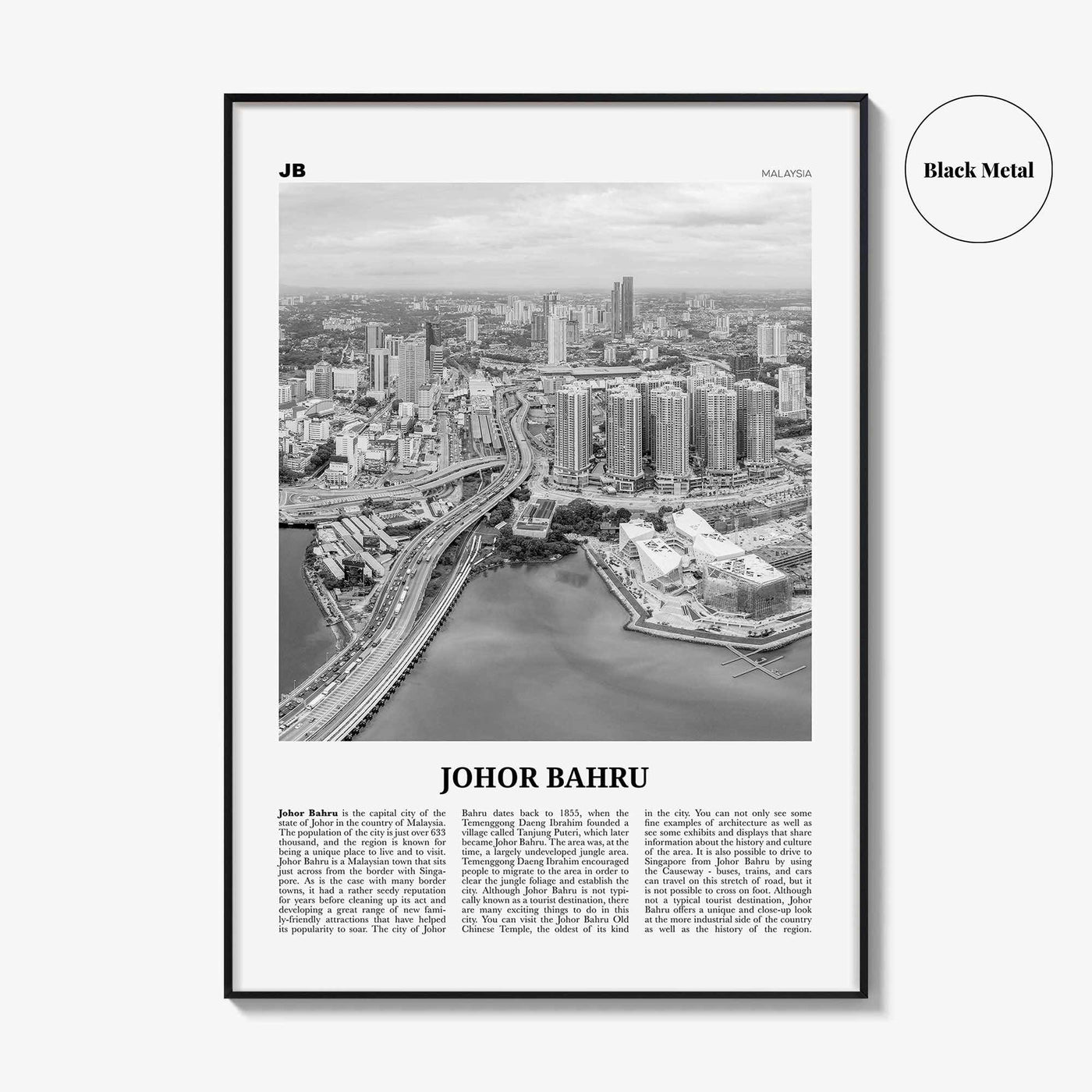 Johor Bahru Print Black and White No 1, Johor Bahru Wall Art, Johor Bahru Poster, Johor Bahru Photo, Johor Bahru Wall Décor, Malaysia