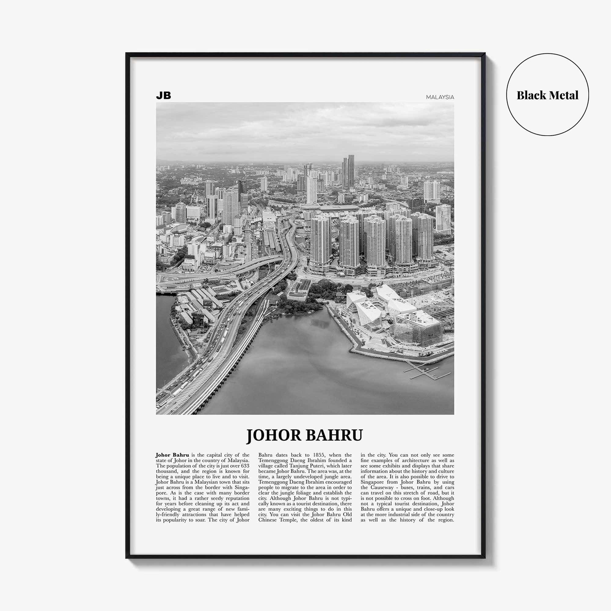 Johor Bahru Print Black and White No 1, Johor Bahru Wall Art, Johor Bahru Poster, Johor Bahru Photo, Johor Bahru Wall Décor, Malaysia