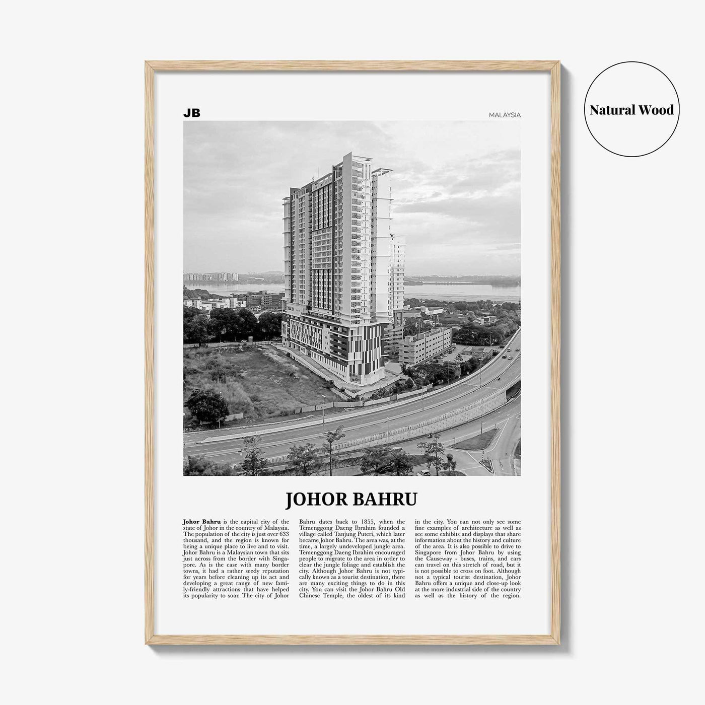 Johor Bahru Print Black and White No 2, Johor Bahru Wall Art, Johor Bahru Poster, Johor Bahru Photo, Johor Bahru Wall Décor, Malaysia