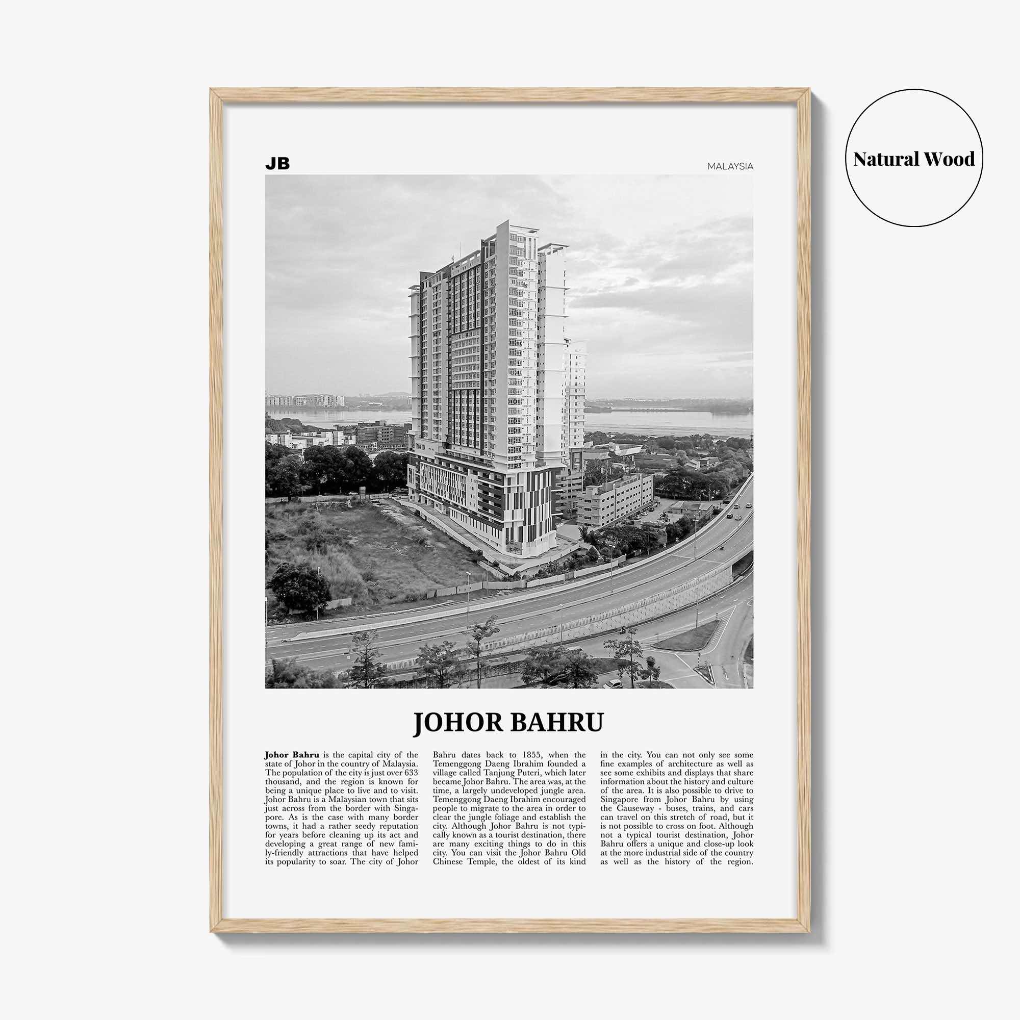 Johor Bahru Print Black and White No 2, Johor Bahru Wall Art, Johor Bahru Poster, Johor Bahru Photo, Johor Bahru Wall Décor, Malaysia