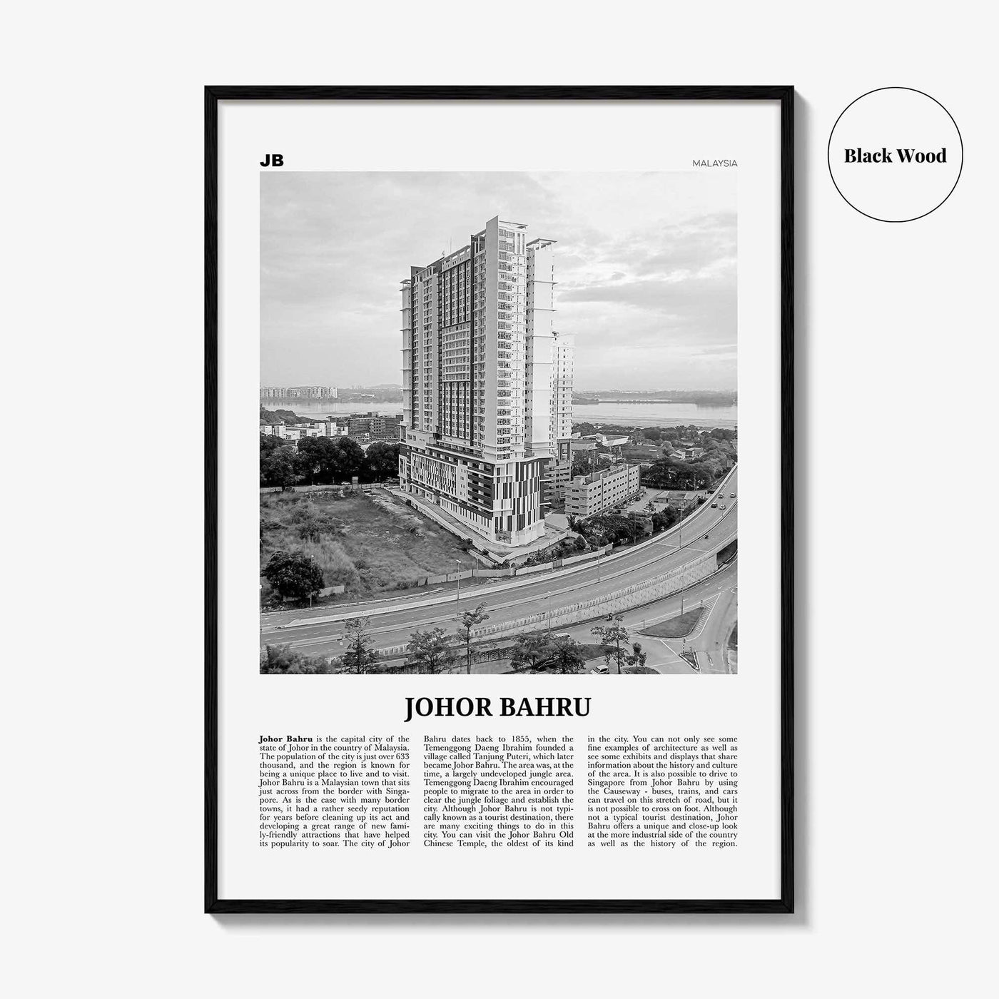 Johor Bahru Print Black and White No 2, Johor Bahru Wall Art, Johor Bahru Poster, Johor Bahru Photo, Johor Bahru Wall Décor, Malaysia
