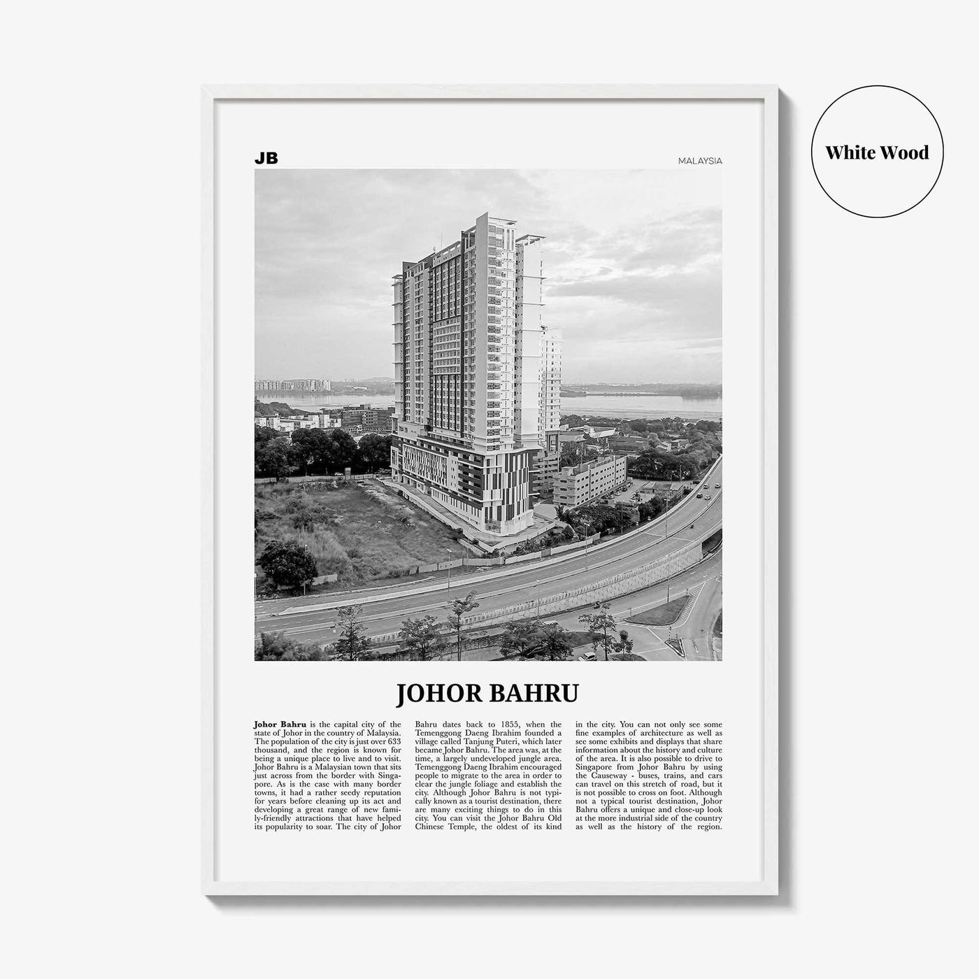 Johor Bahru Print Black and White No 2, Johor Bahru Wall Art, Johor Bahru Poster, Johor Bahru Photo, Johor Bahru Wall Décor, Malaysia
