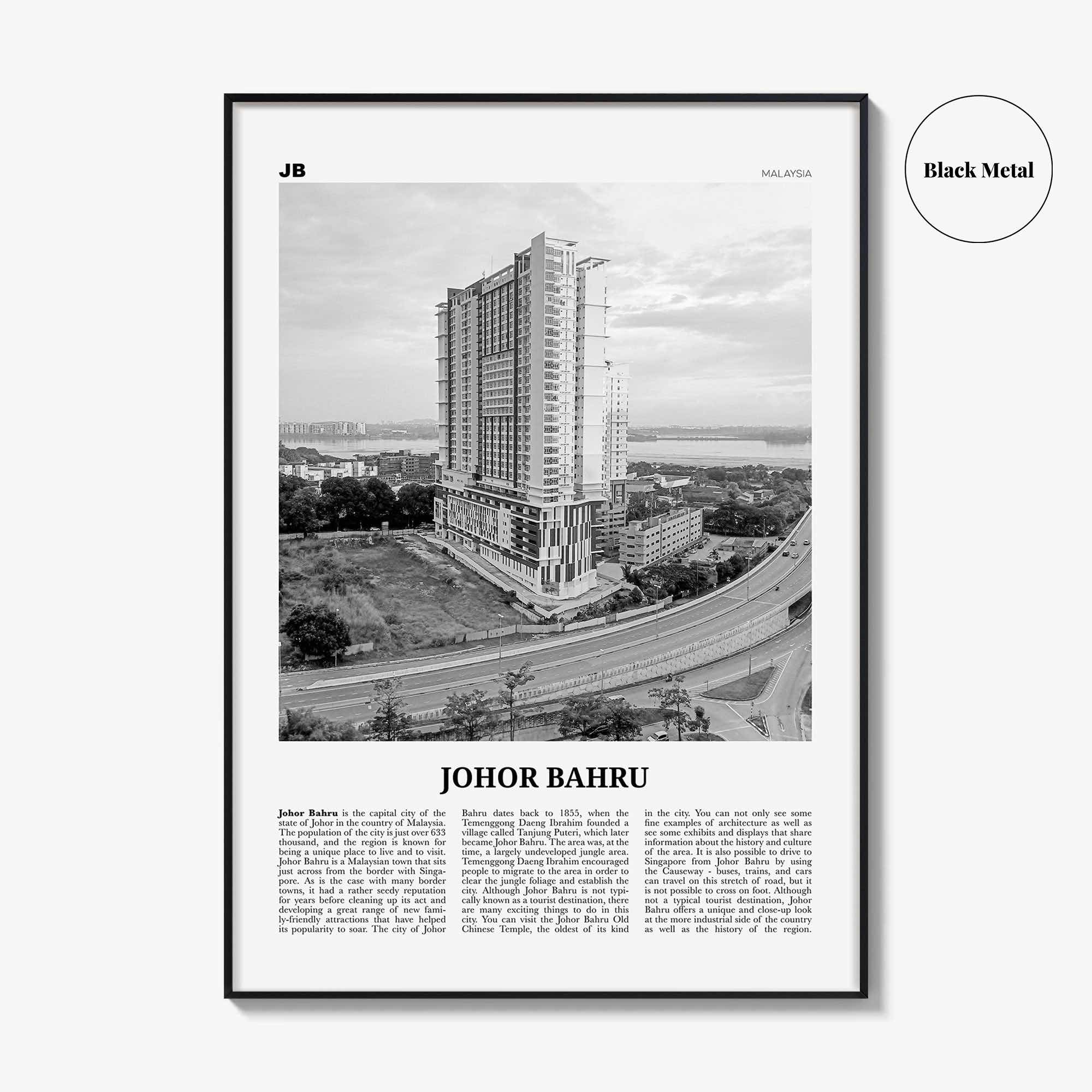 Johor Bahru Print Black and White No 2, Johor Bahru Wall Art, Johor Bahru Poster, Johor Bahru Photo, Johor Bahru Wall Décor, Malaysia