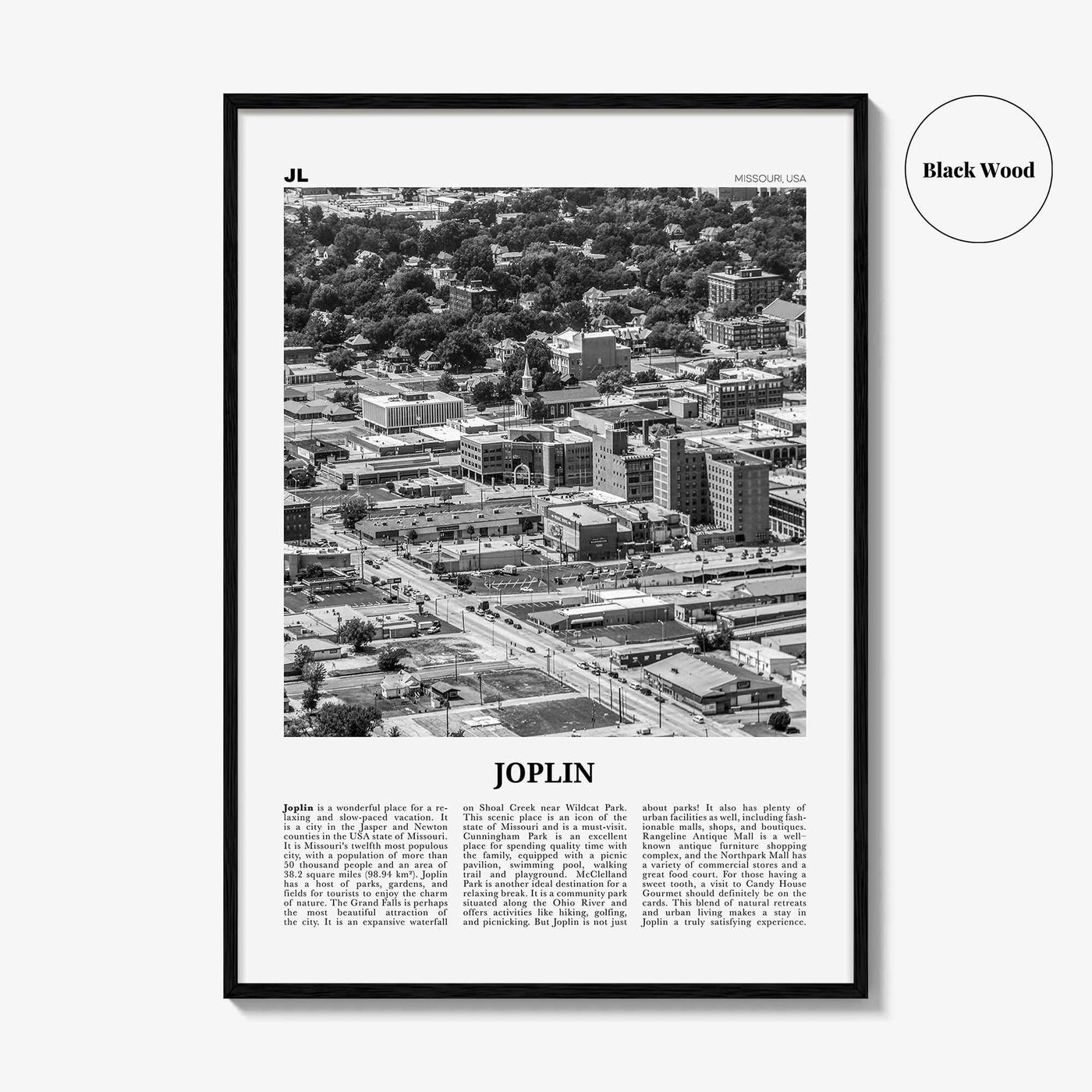 Joplin Print Black and White, Joplin Wall Art, Joplin Poster, Joplin Photo, Joplin Map, Joplin Wall Decor, Missouri, USA, United States
