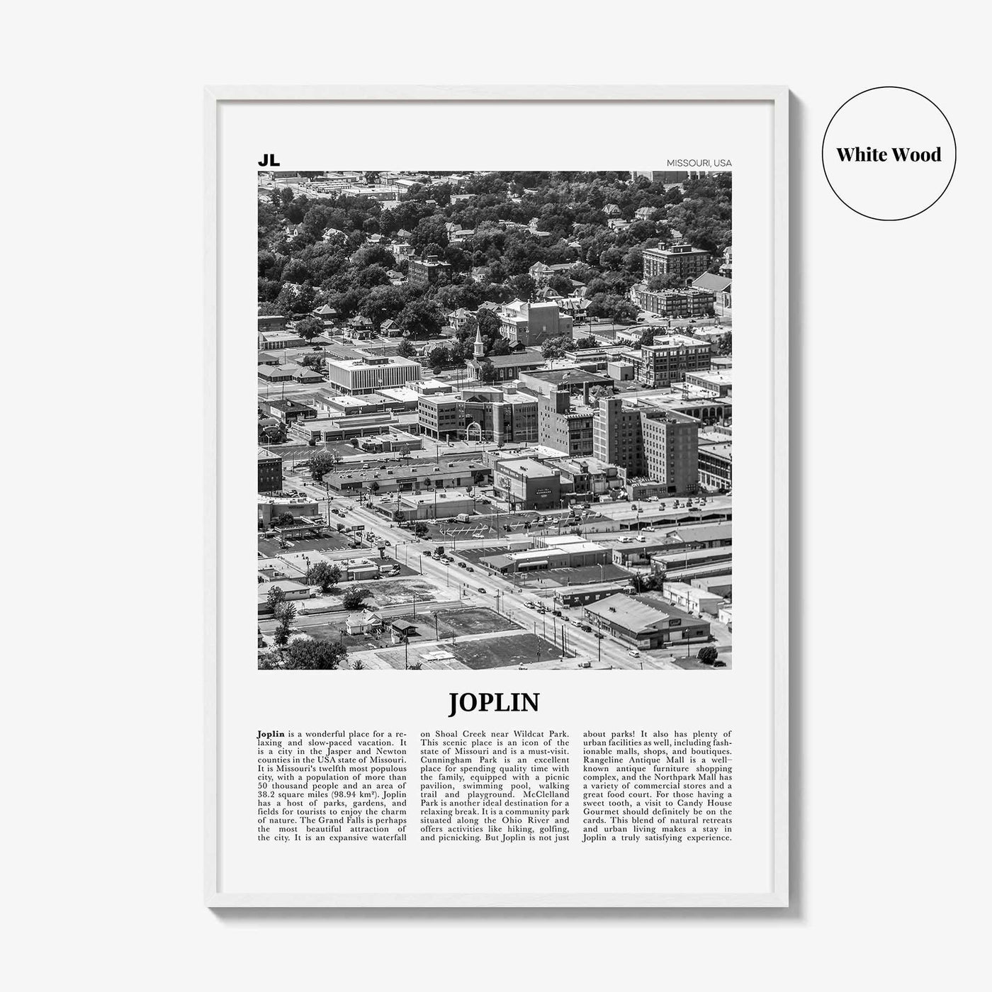 Joplin Print Black and White, Joplin Wall Art, Joplin Poster, Joplin Photo, Joplin Map, Joplin Wall Decor, Missouri, USA, United States