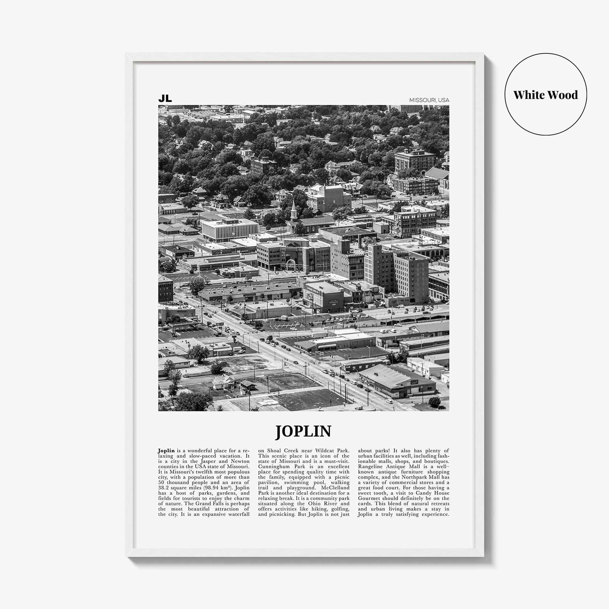 Joplin Print Black and White, Joplin Wall Art, Joplin Poster, Joplin Photo, Joplin Map, Joplin Wall Decor, Missouri, USA, United States