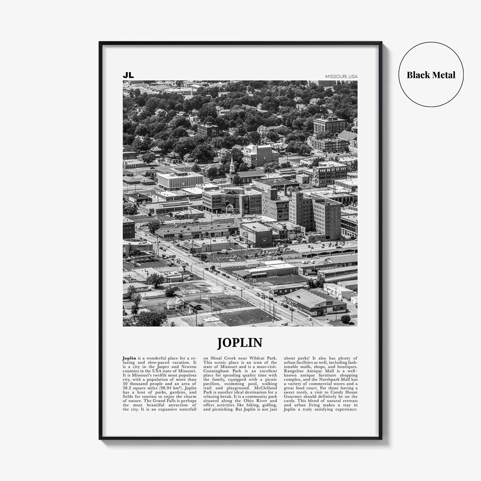 Joplin Print Black and White, Joplin Wall Art, Joplin Poster, Joplin Photo, Joplin Map, Joplin Wall Decor, Missouri, USA, United States
