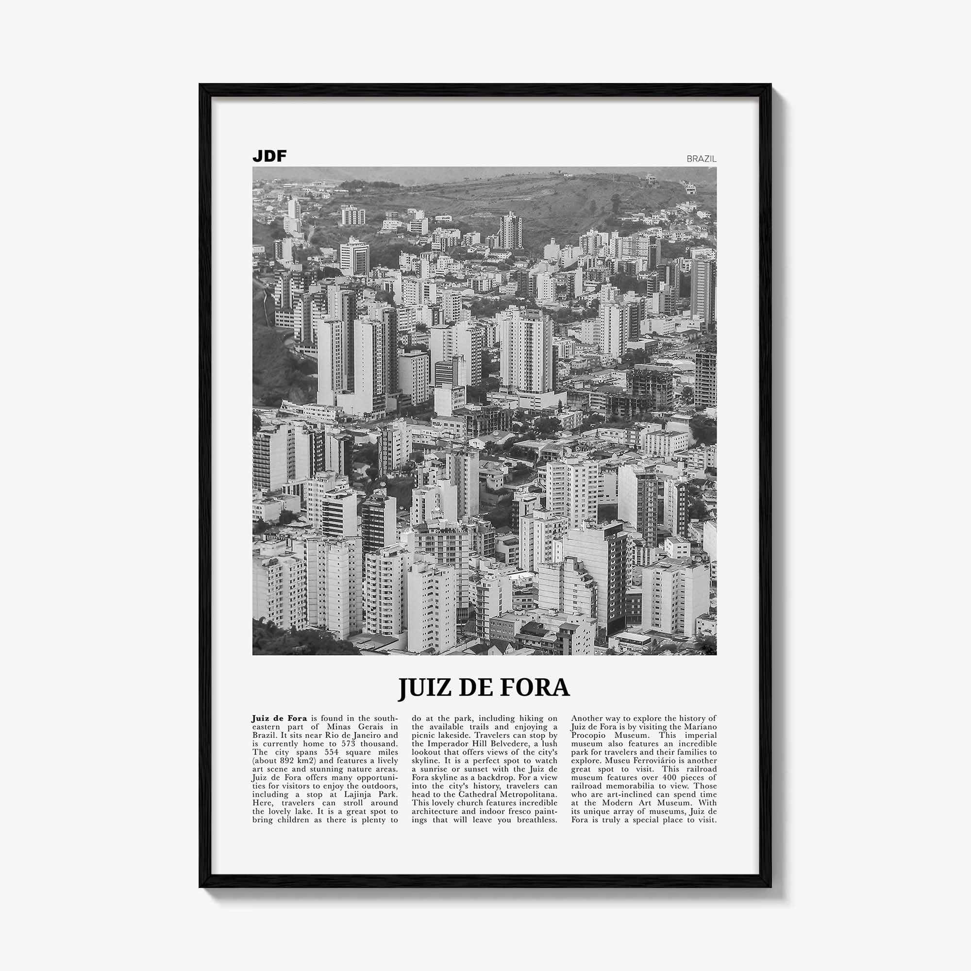 Juiz de Fora Print Black and White, Juiz de Fora Wall Art, Juiz de Fora Poster Juiz de Fora Photo Juiz de Fora Décor Juiz de Fora Map Brazil