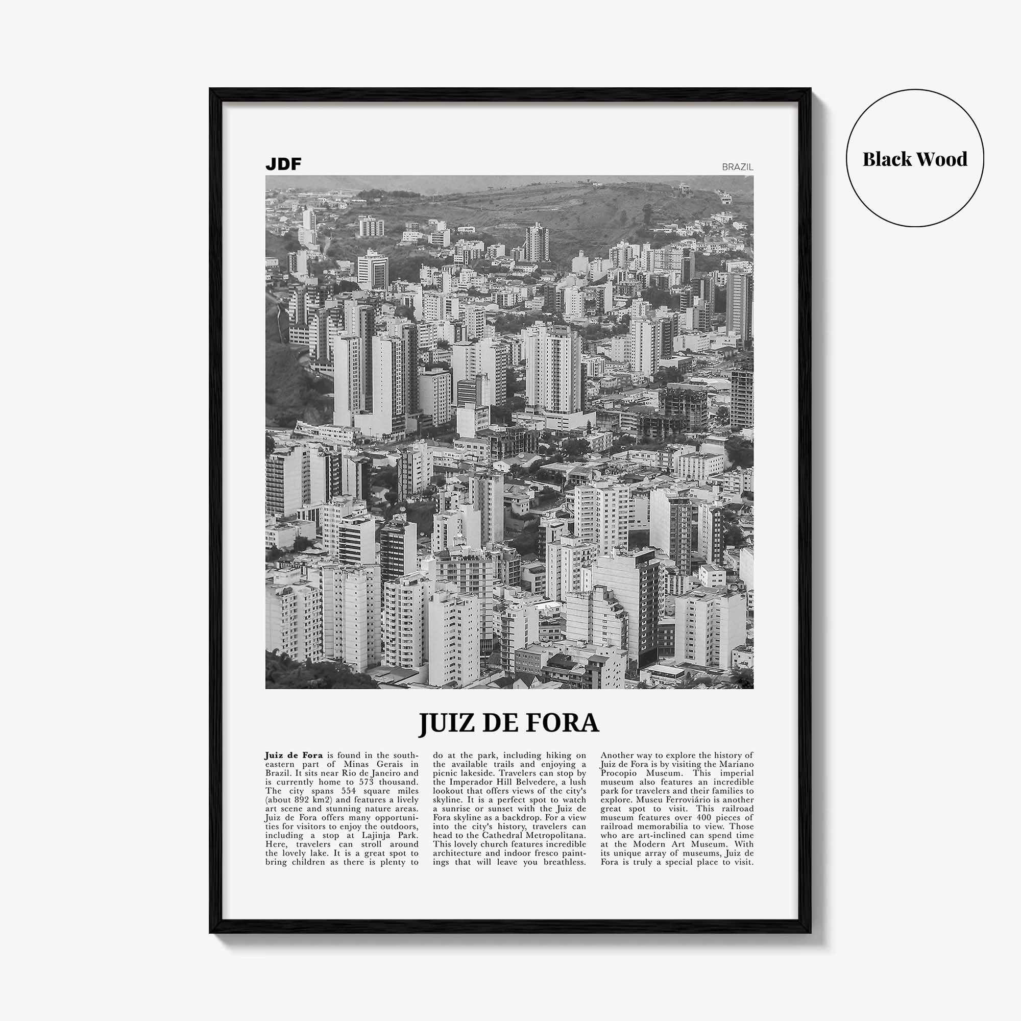 Juiz de Fora Print Black and White, Juiz de Fora Wall Art, Juiz de Fora Poster Juiz de Fora Photo Juiz de Fora Décor Juiz de Fora Map Brazil