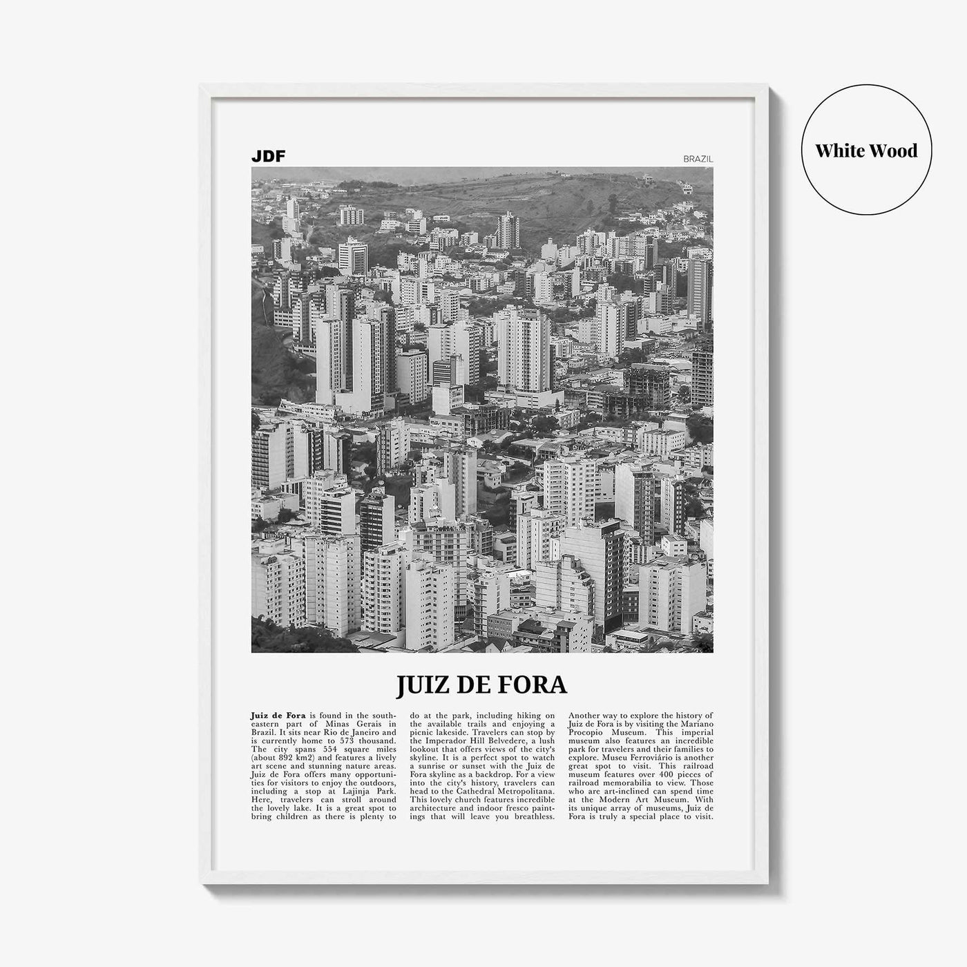 Juiz de Fora Print Black and White, Juiz de Fora Wall Art, Juiz de Fora Poster Juiz de Fora Photo Juiz de Fora Décor Juiz de Fora Map Brazil