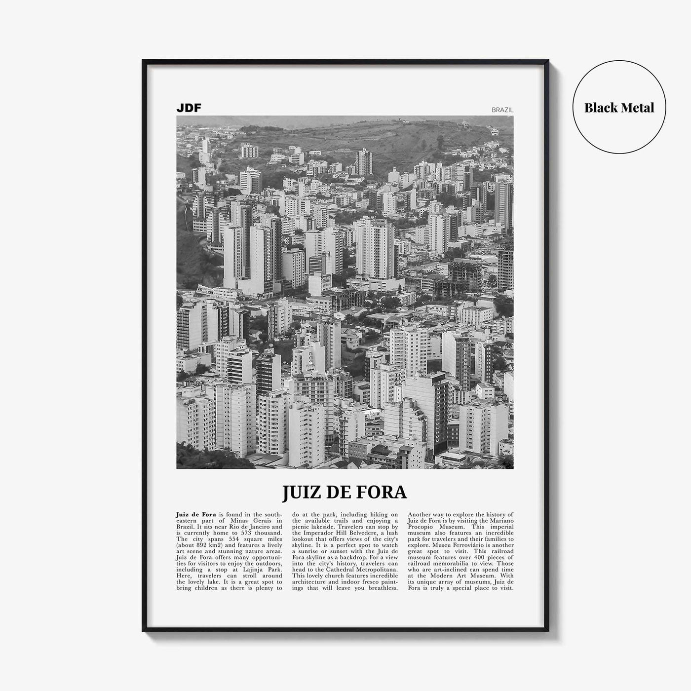 Juiz de Fora Print Black and White, Juiz de Fora Wall Art, Juiz de Fora Poster Juiz de Fora Photo Juiz de Fora Décor Juiz de Fora Map Brazil