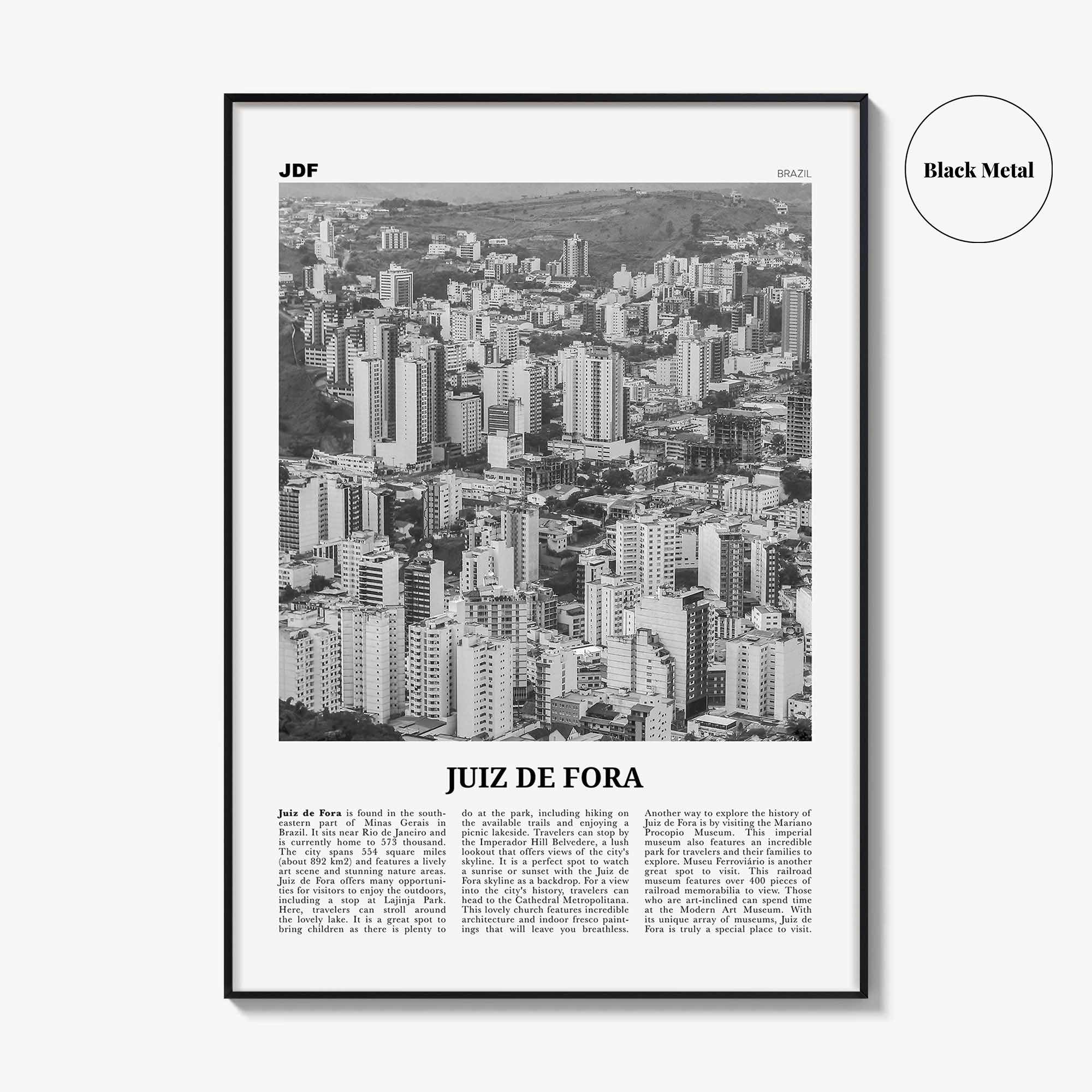 Juiz de Fora Print Black and White, Juiz de Fora Wall Art, Juiz de Fora Poster Juiz de Fora Photo Juiz de Fora Décor Juiz de Fora Map Brazil