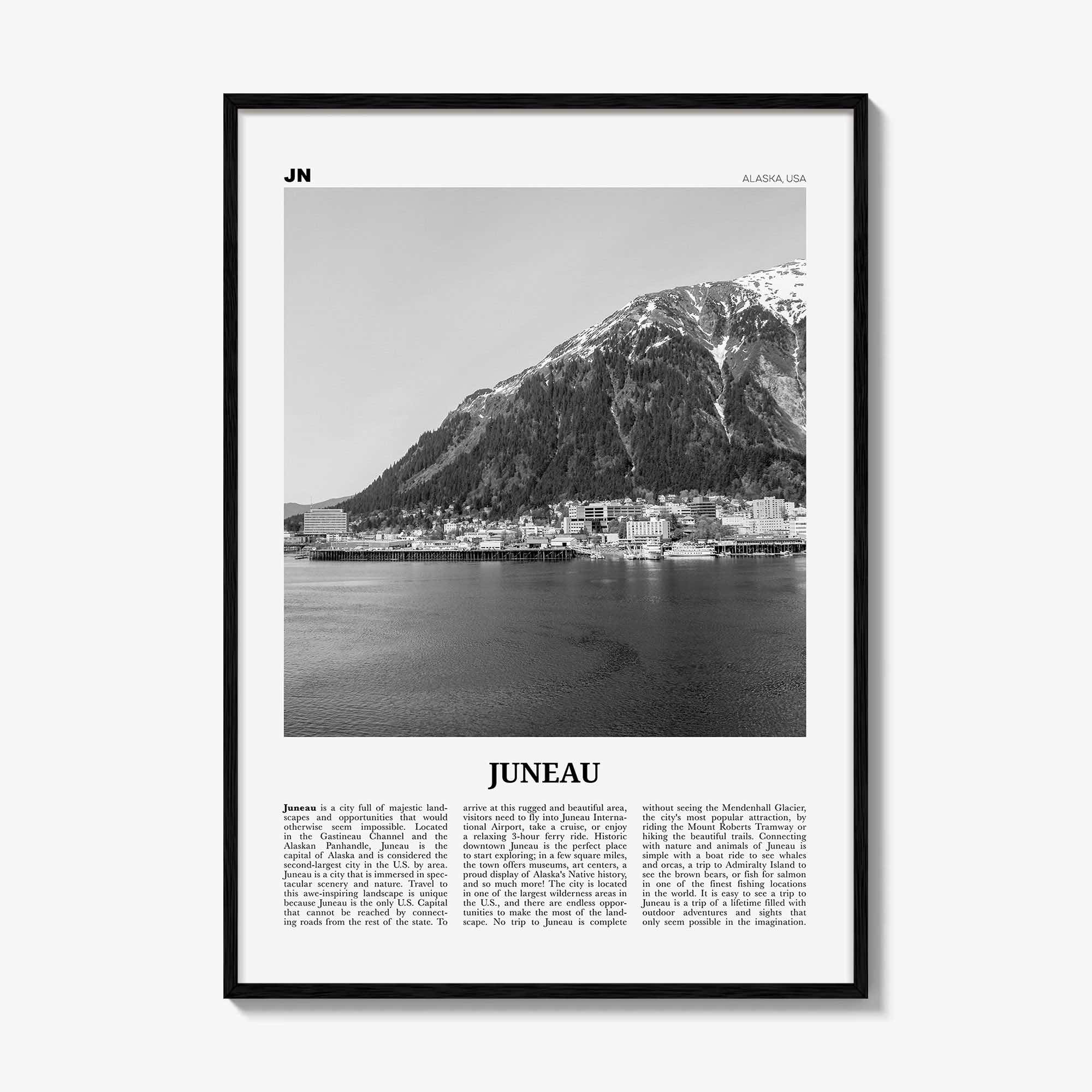 Juneau Print Black and White No 1, Juneau Wall Art, Juneau Poster, Juneau Photo, Juneau Wall Décor, Alaska, USA, United States, America