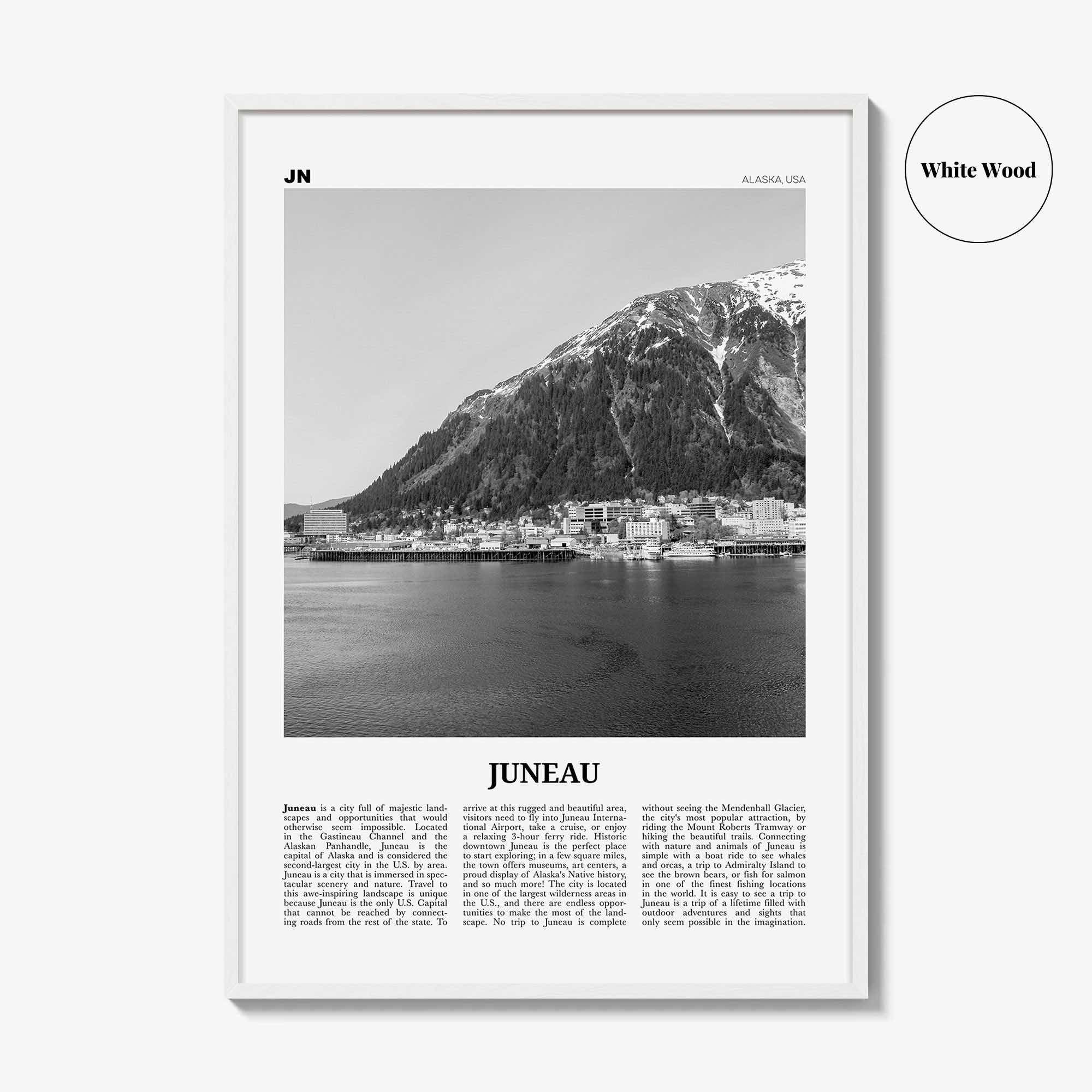 Juneau Print Black and White No 1, Juneau Wall Art, Juneau Poster, Juneau Photo, Juneau Wall Décor, Alaska, USA, United States, America