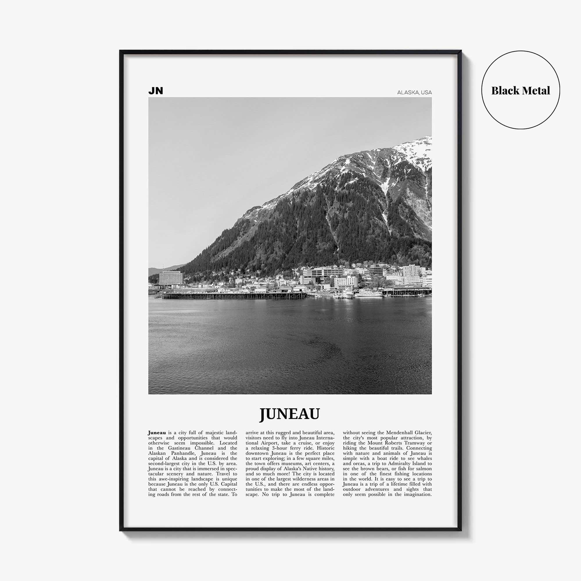 Juneau Print Black and White No 1, Juneau Wall Art, Juneau Poster, Juneau Photo, Juneau Wall Décor, Alaska, USA, United States, America