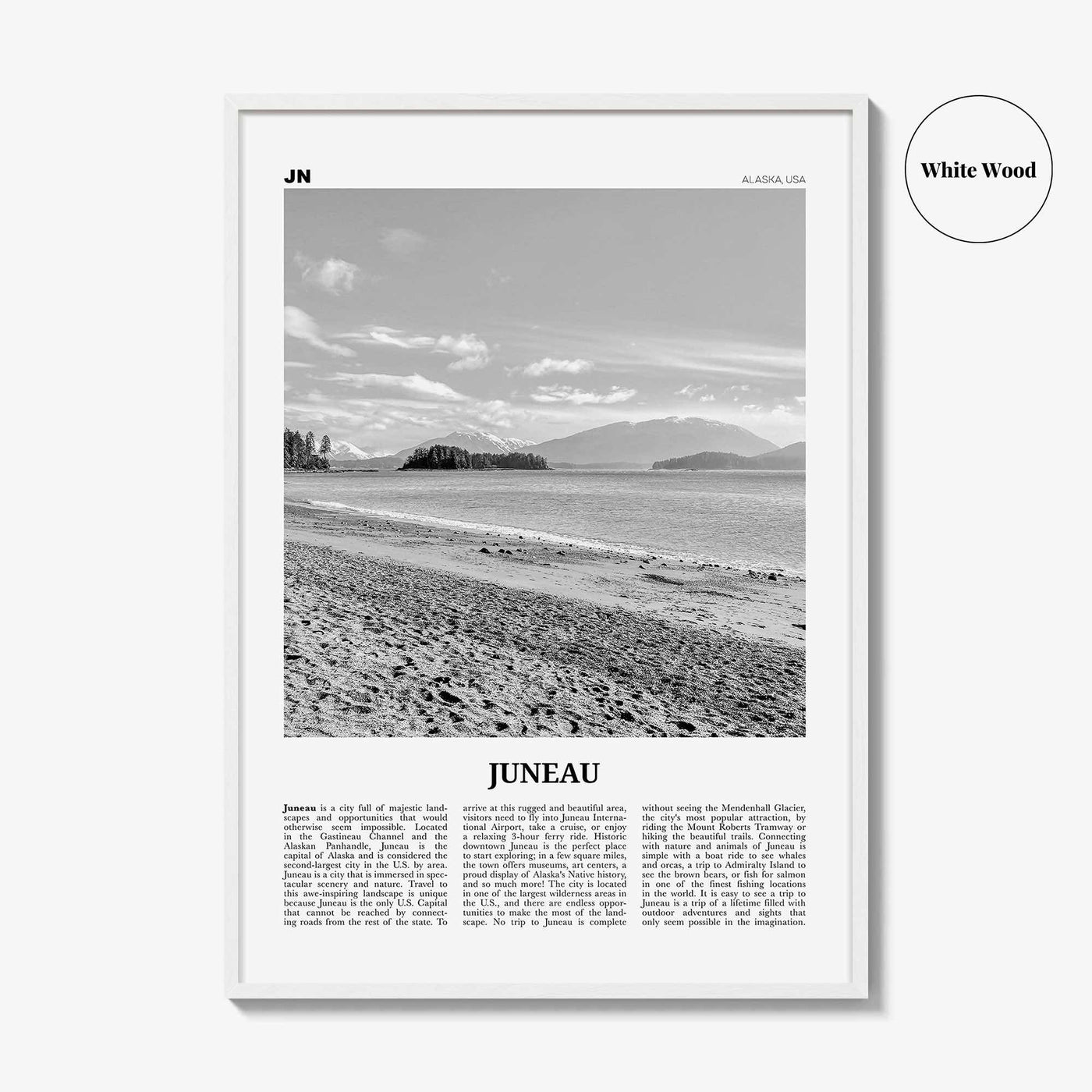 Juneau Print Black and White No 2, Juneau Wall Art, Juneau Poster, Juneau Photo, Juneau Wall Décor, Alaska, USA, United States, America