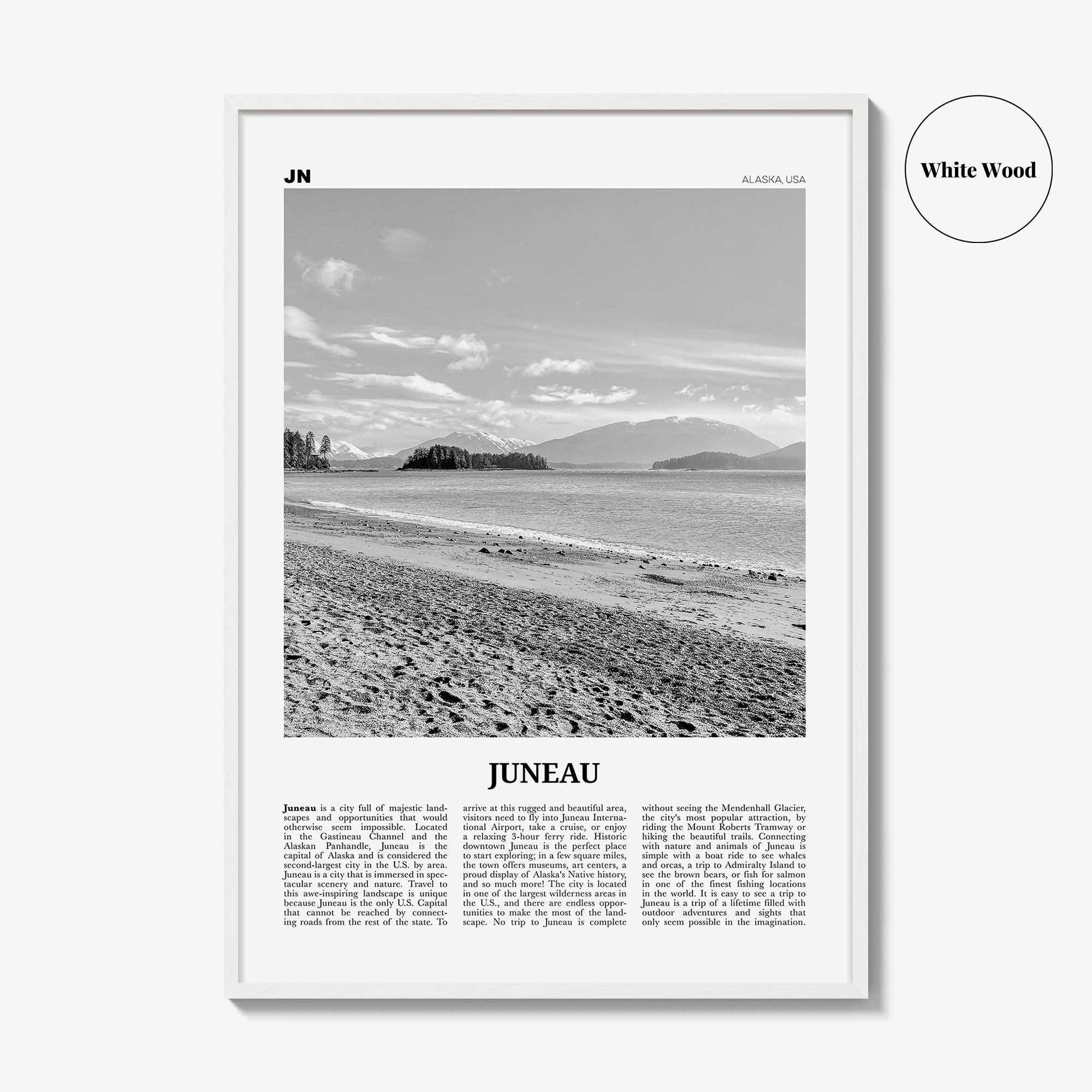Juneau Print Black and White No 2, Juneau Wall Art, Juneau Poster, Juneau Photo, Juneau Wall Décor, Alaska, USA, United States, America