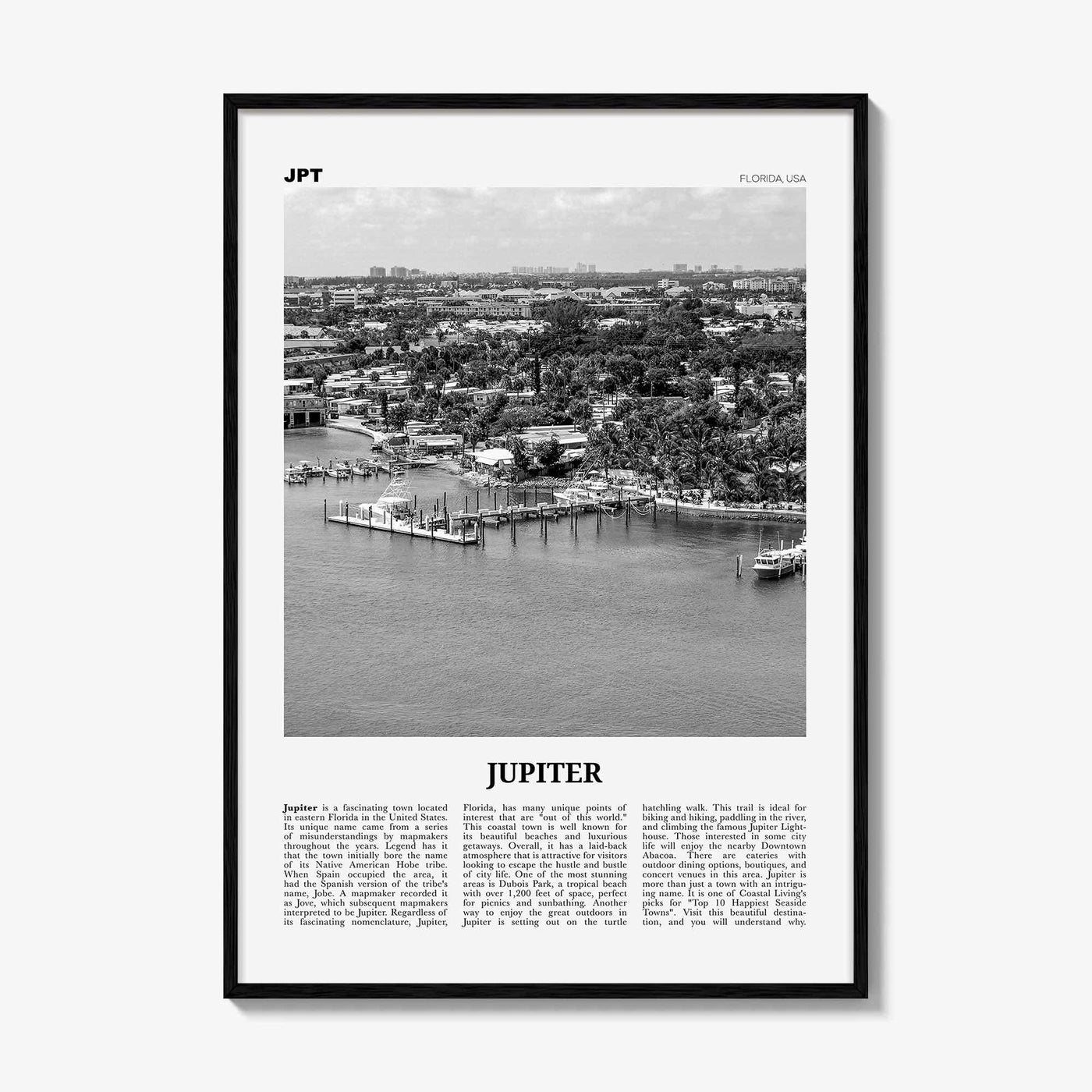 Jupiter Print Black and White, Jupiter Wall Art, Jupiter Poster, Jupiter Photo, Jupiter Wall Décor, Florida, USA, United States