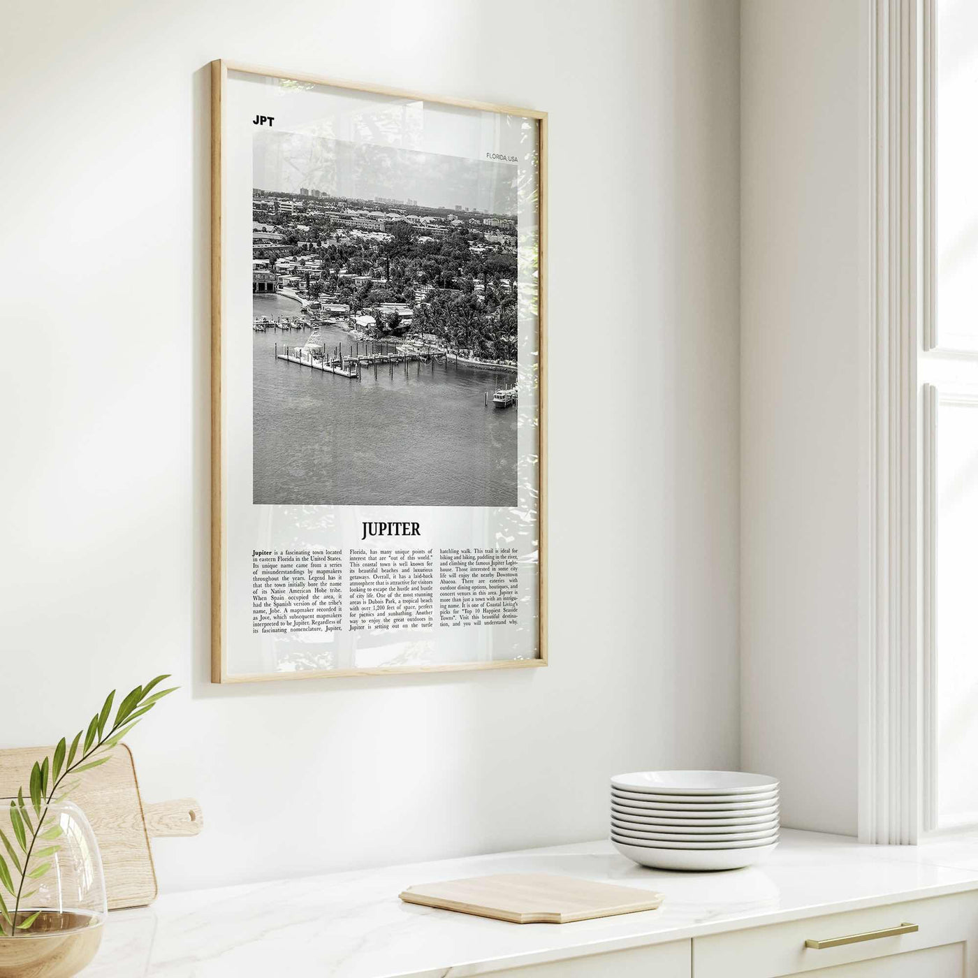 Jupiter Print Black and White, Jupiter Wall Art, Jupiter Poster, Jupiter Photo, Jupiter Wall Décor, Florida, USA, United States