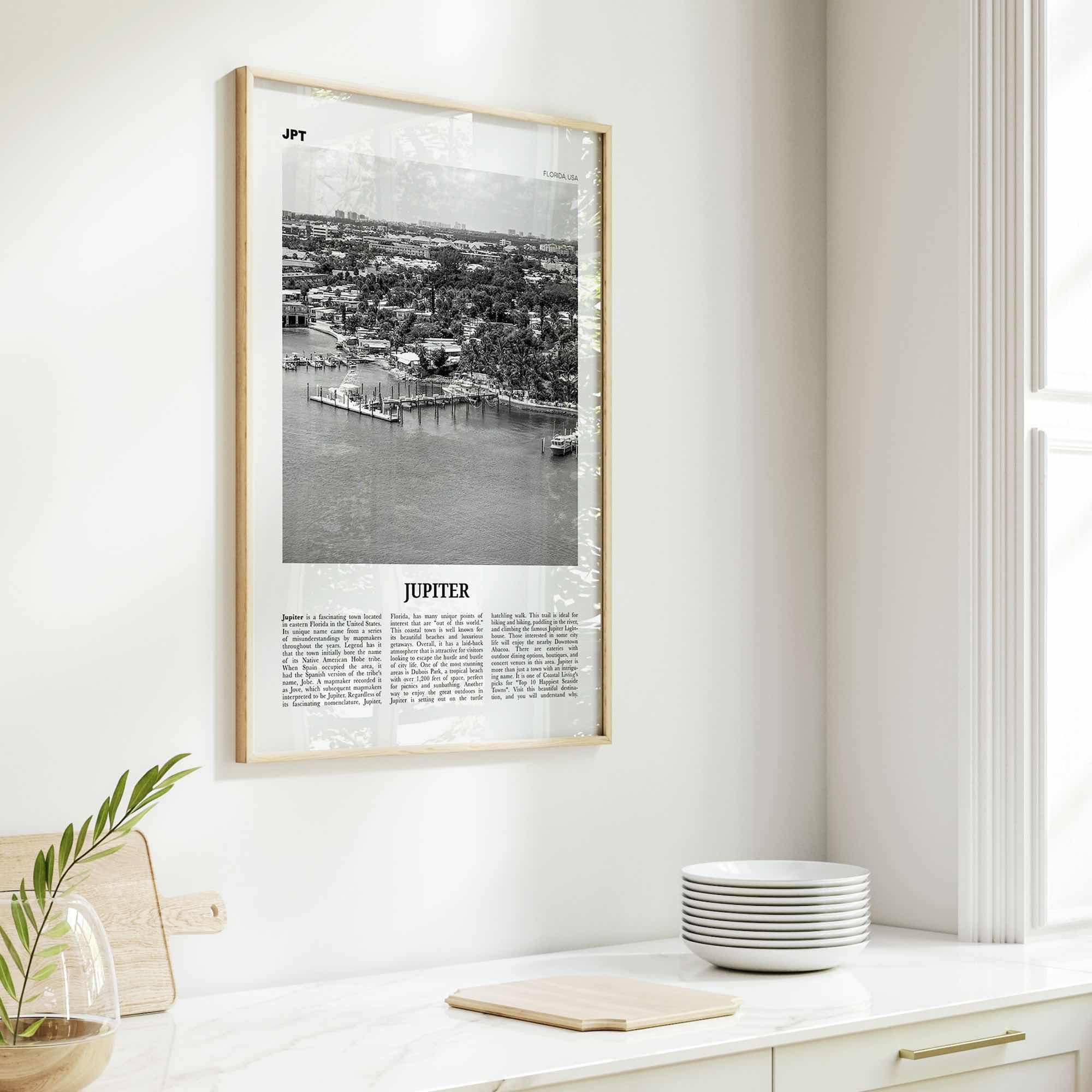 Jupiter Print Black and White, Jupiter Wall Art, Jupiter Poster, Jupiter Photo, Jupiter Wall Décor, Florida, USA, United States