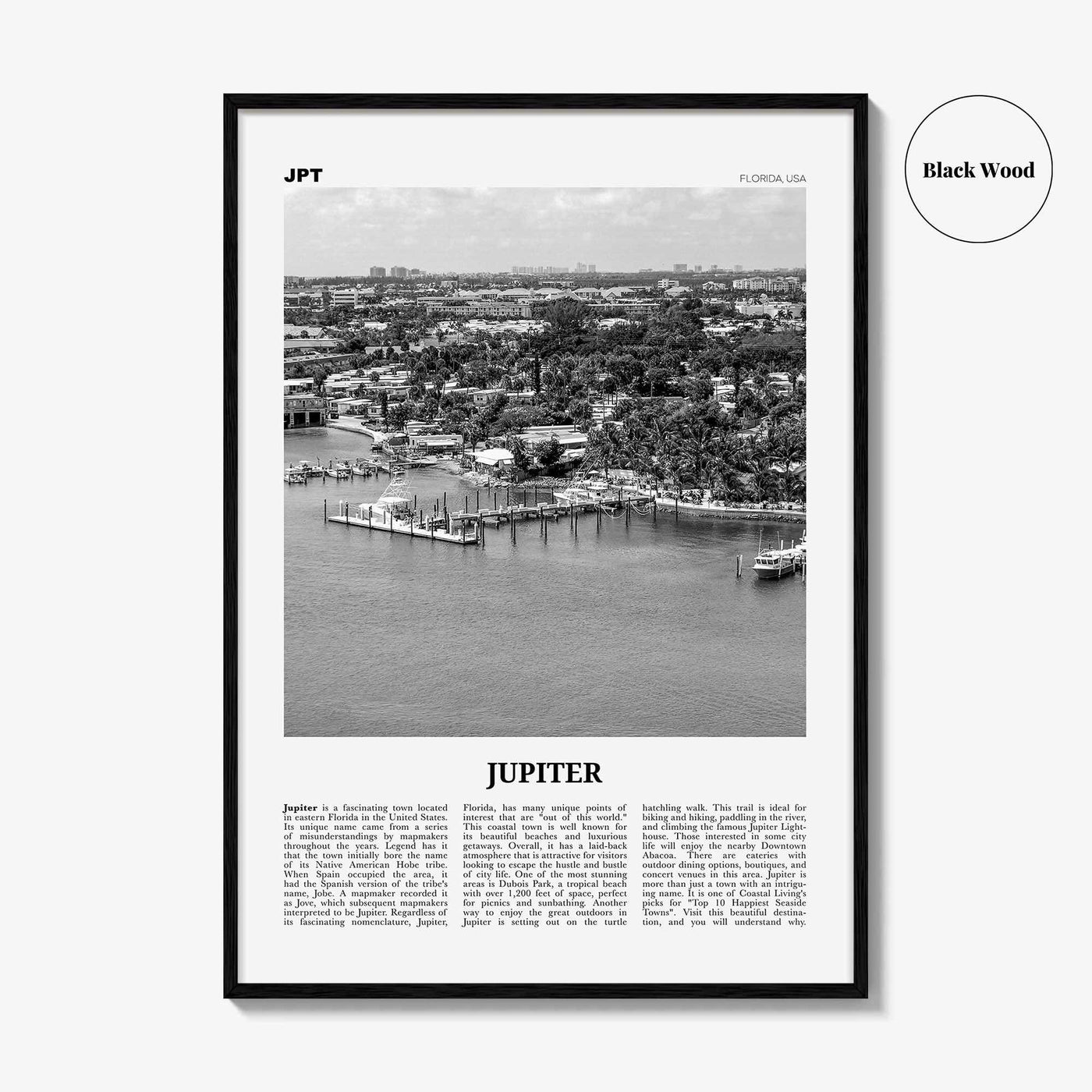 Jupiter Print Black and White, Jupiter Wall Art, Jupiter Poster, Jupiter Photo, Jupiter Wall Décor, Florida, USA, United States