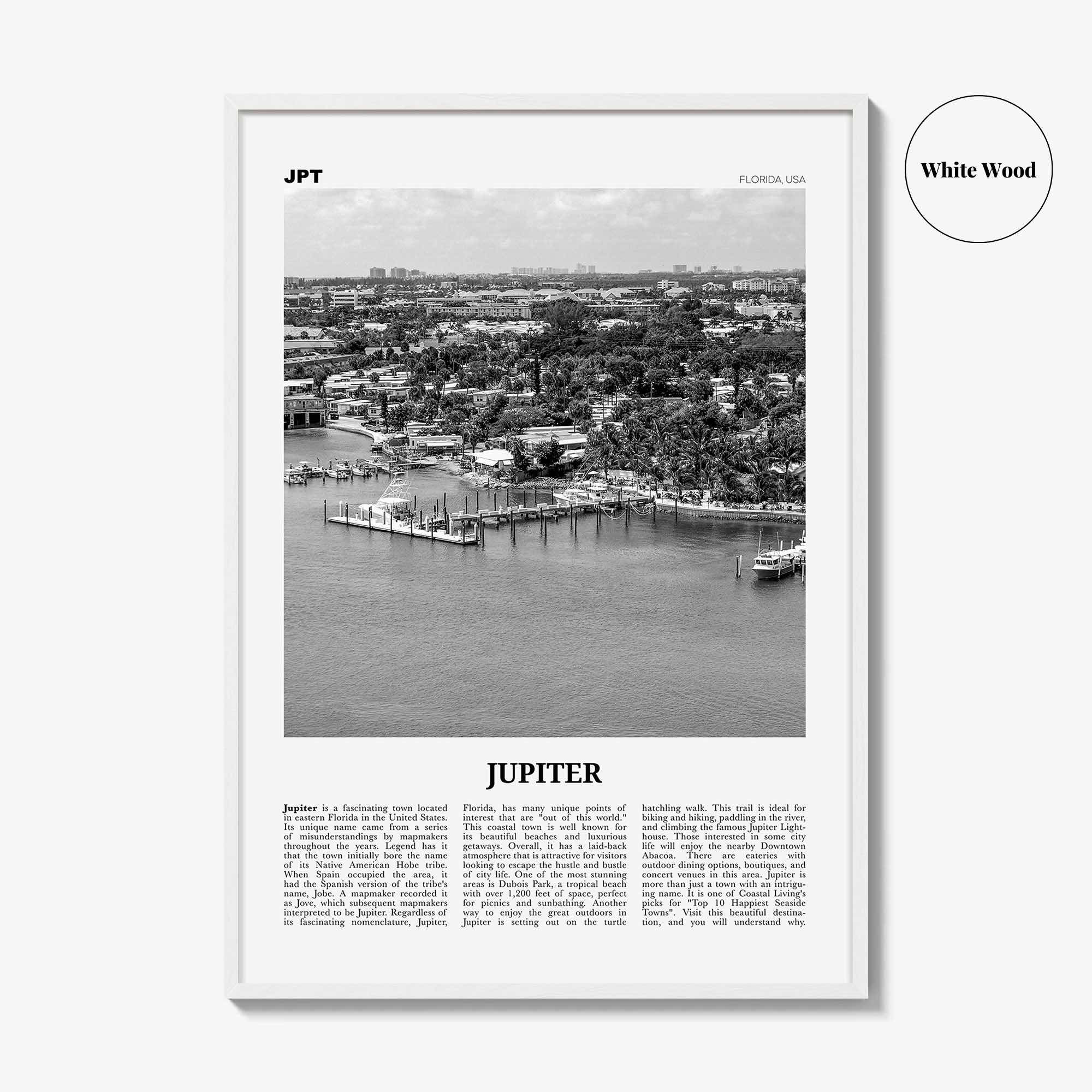 Jupiter Print Black and White, Jupiter Wall Art, Jupiter Poster, Jupiter Photo, Jupiter Wall Décor, Florida, USA, United States