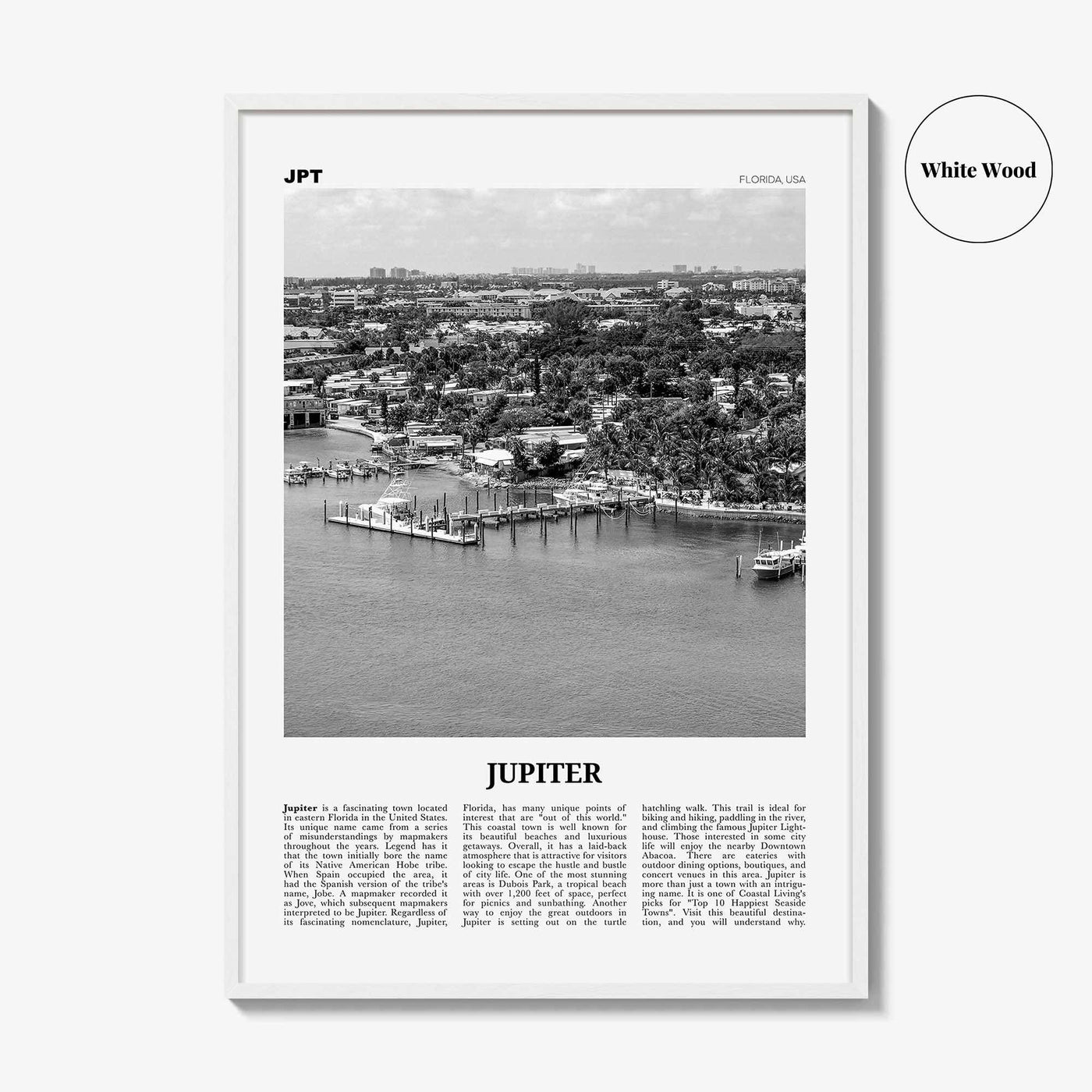 Jupiter Print Black and White, Jupiter Wall Art, Jupiter Poster, Jupiter Photo, Jupiter Wall Décor, Florida, USA, United States