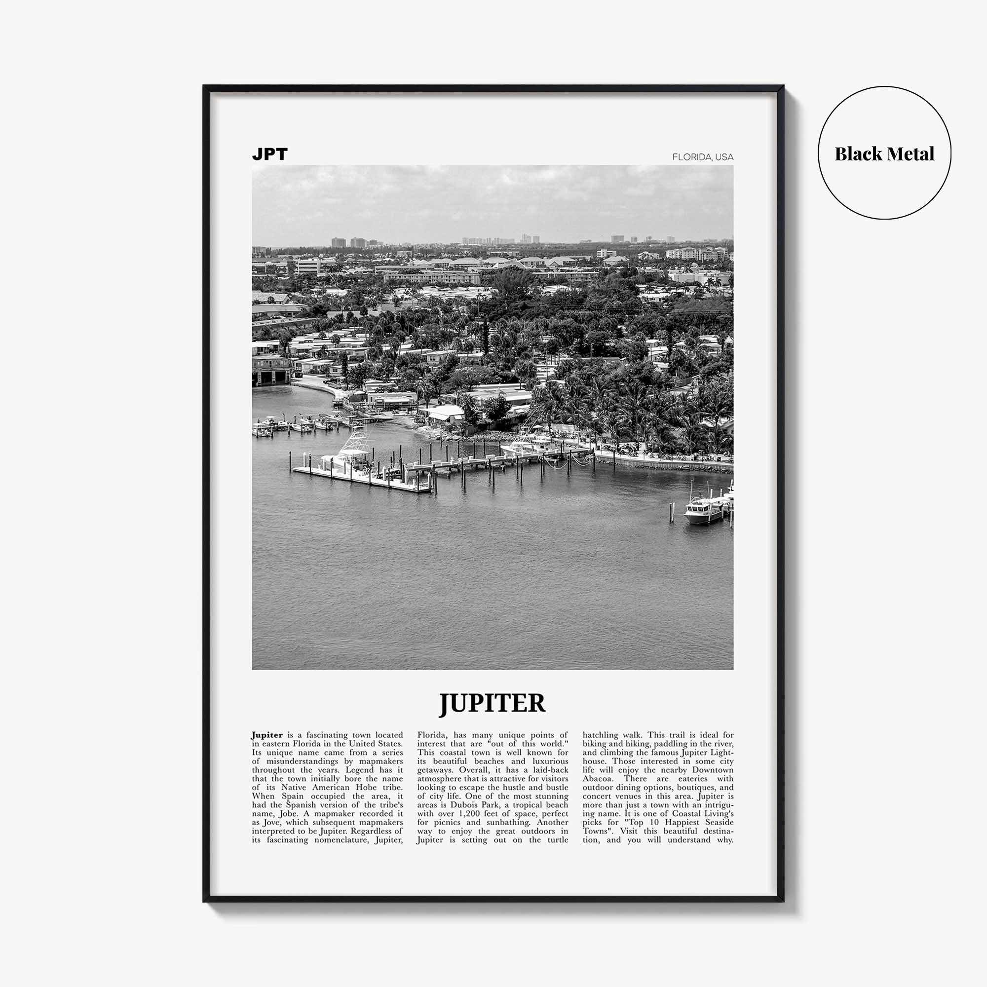 Jupiter Print Black and White, Jupiter Wall Art, Jupiter Poster, Jupiter Photo, Jupiter Wall Décor, Florida, USA, United States
