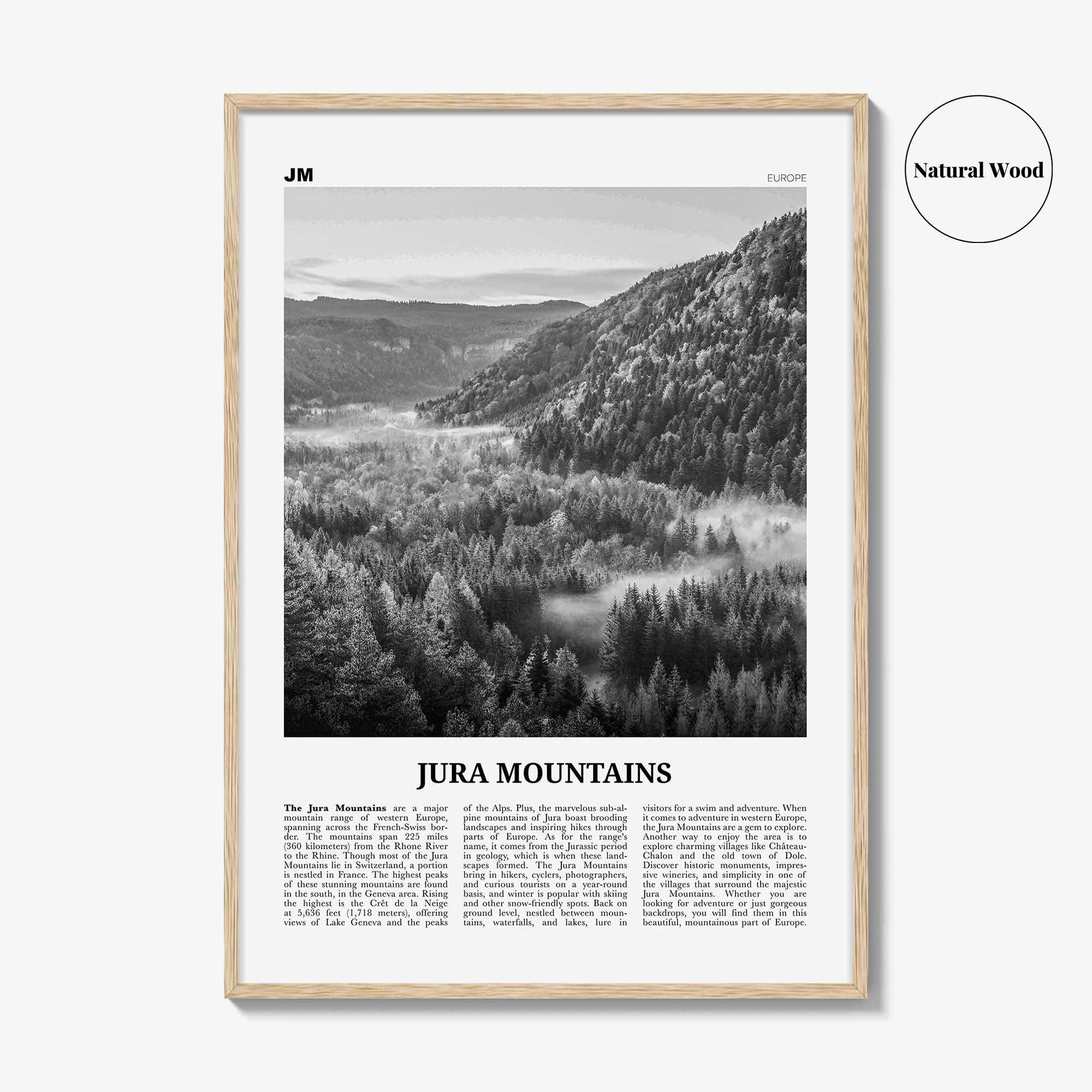 Jura Mountains Print Black and White, Jura Mountains Wall Art, Jura Mountains Poster, Jura Mountains Photo, Jura Mountains Wall Decor