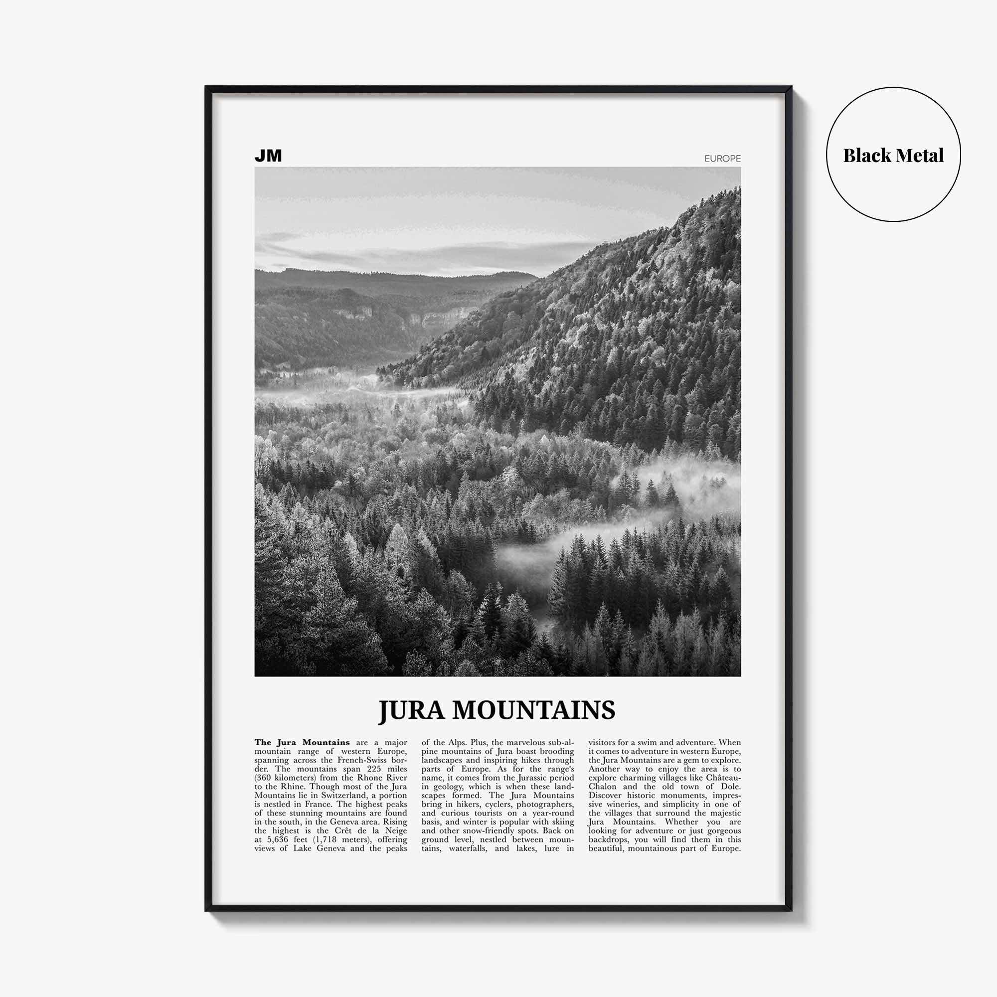 Jura Mountains Print Black and White, Jura Mountains Wall Art, Jura Mountains Poster, Jura Mountains Photo, Jura Mountains Wall Decor
