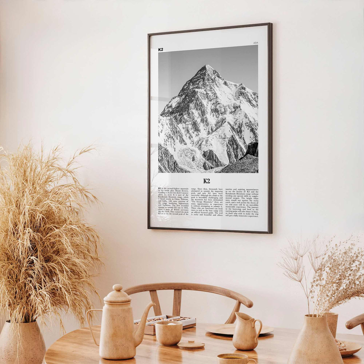 K2 Print Black and White, K2 Wall Art, K2 Poster, K2 Photo, Mount K2 Poster Print, Karakoram range, Gilgit-Baltistan