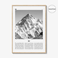 K2 Print Black and White, K2 Wall Art, K2 Poster, K2 Photo, Mount K2 Poster Print, Karakoram range, Gilgit-Baltistan