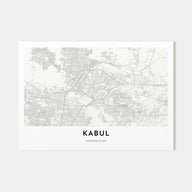 Kabul Map Landscape Poster