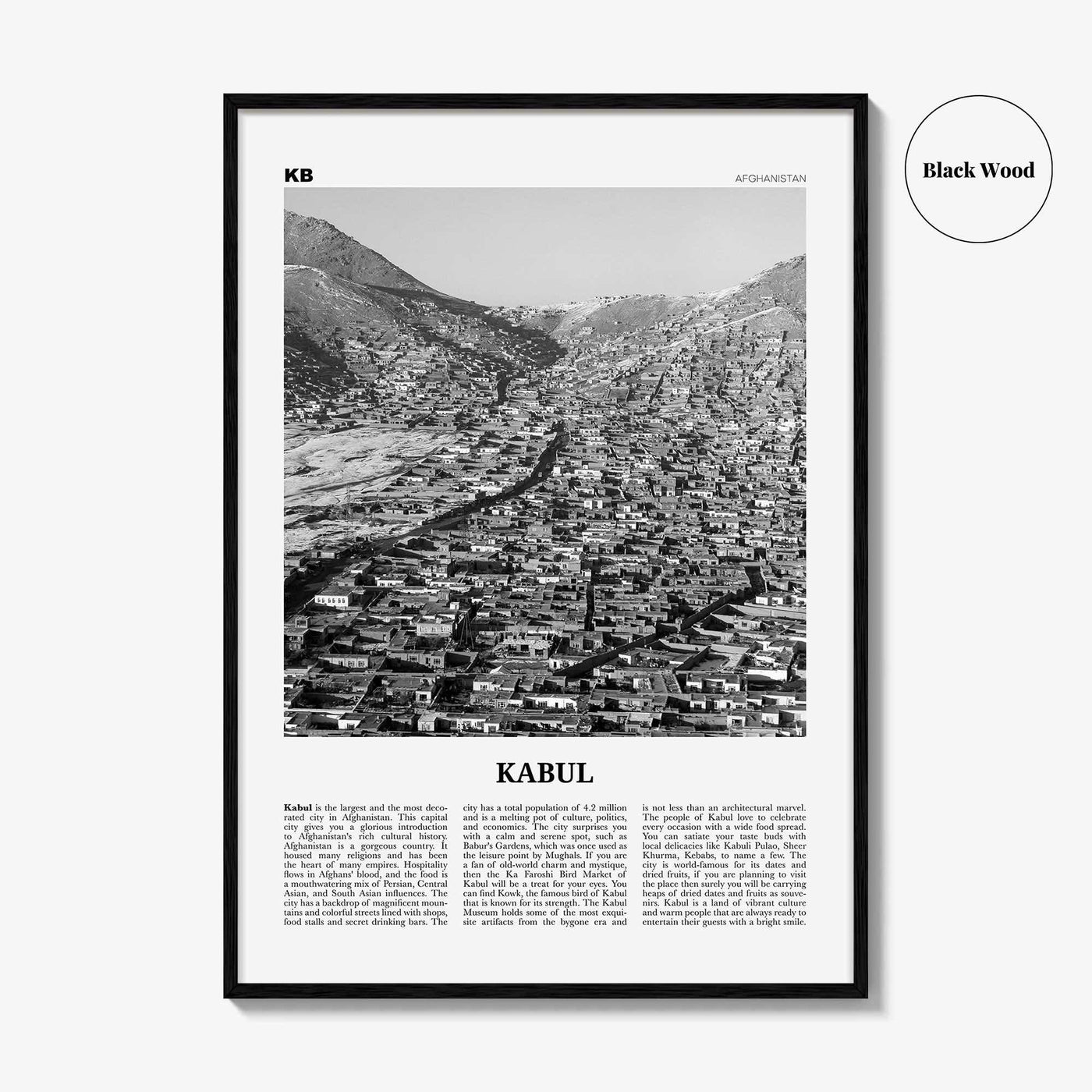 Kabul Print Black and White, Kabul Wall Art, Kabul Poster, Kabul Photo, Kabul Wall Décor, Afghanistan, کابل