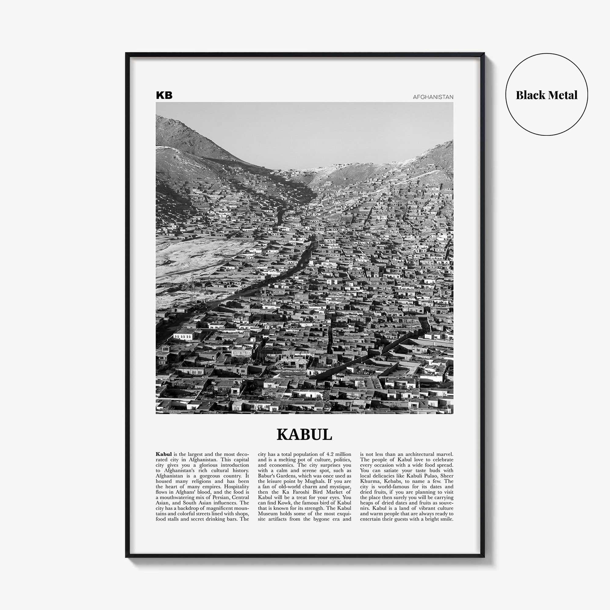 Kabul Print Black and White, Kabul Wall Art, Kabul Poster, Kabul Photo, Kabul Wall Décor, Afghanistan, کابل