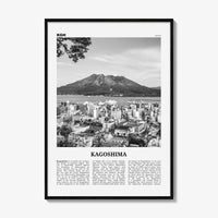 Kagoshima Print Black and White, Kagoshima Wall Art, Kagoshima Poster, Kagoshima Photo, Kagoshima Wall Décor, Kagoshima Map, Japan