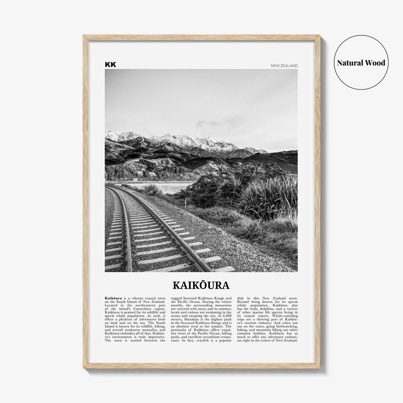 Kaikoura Print Black and White, Kaikōura Wall Art, Kaikōura Poster, Kaikōura Photo, Kaikōura Wall Décor, Kaikōura Map, New Zealand