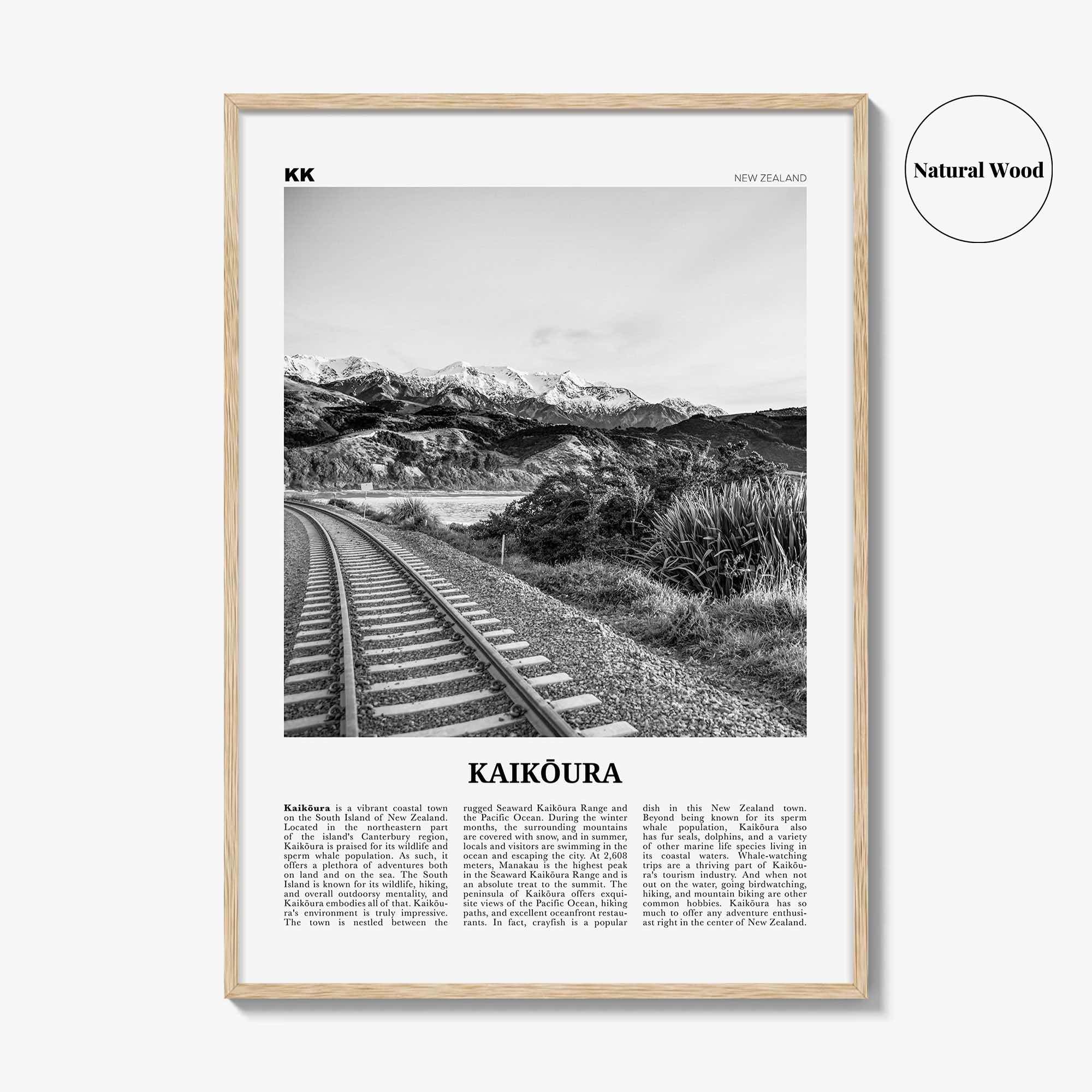 Kaikoura Print Black and White, Kaikōura Wall Art, Kaikōura Poster, Kaikōura Photo, Kaikōura Wall Décor, Kaikōura Map, New Zealand