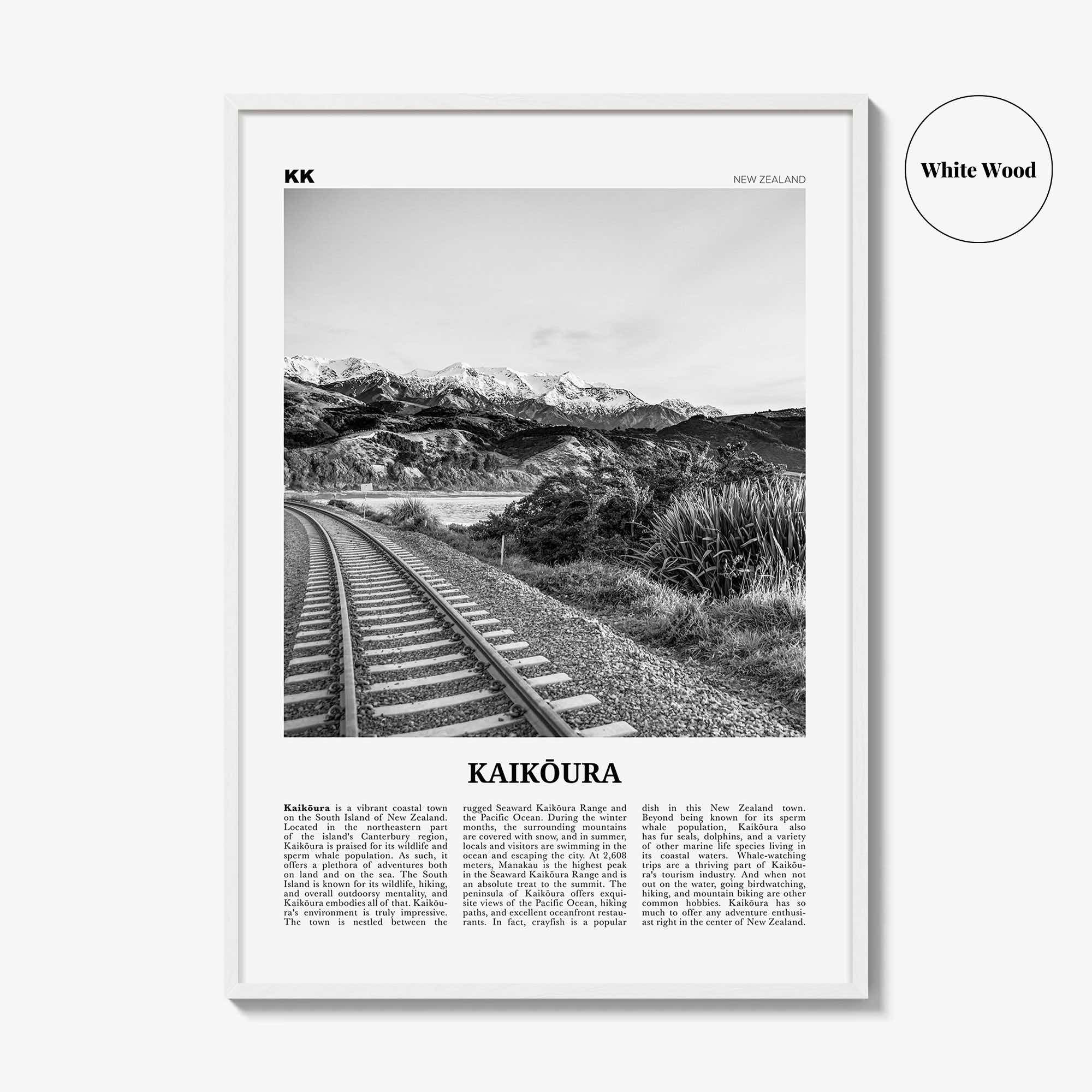 Kaikoura Print Black and White, Kaikōura Wall Art, Kaikōura Poster, Kaikōura Photo, Kaikōura Wall Décor, Kaikōura Map, New Zealand