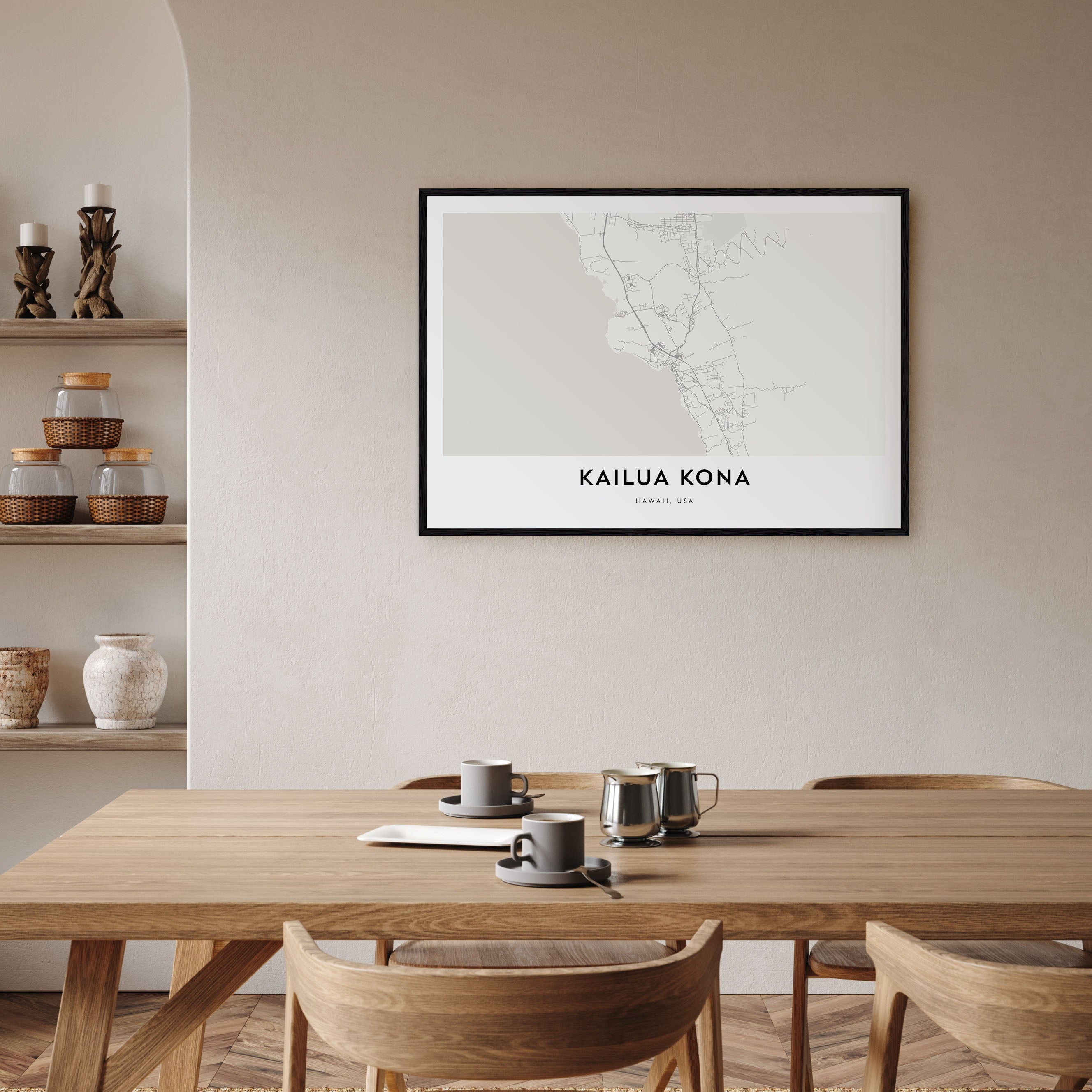 Kailua-Kona Map Landscape Poster