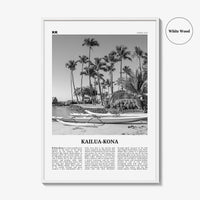 Kailua Kona Print Black and White, Kailua-Kona Wall Art, Kailua-Kona Poster, Kailua-Kona Photo, Kailua-Kona Wall Décor, Hawaii, USA