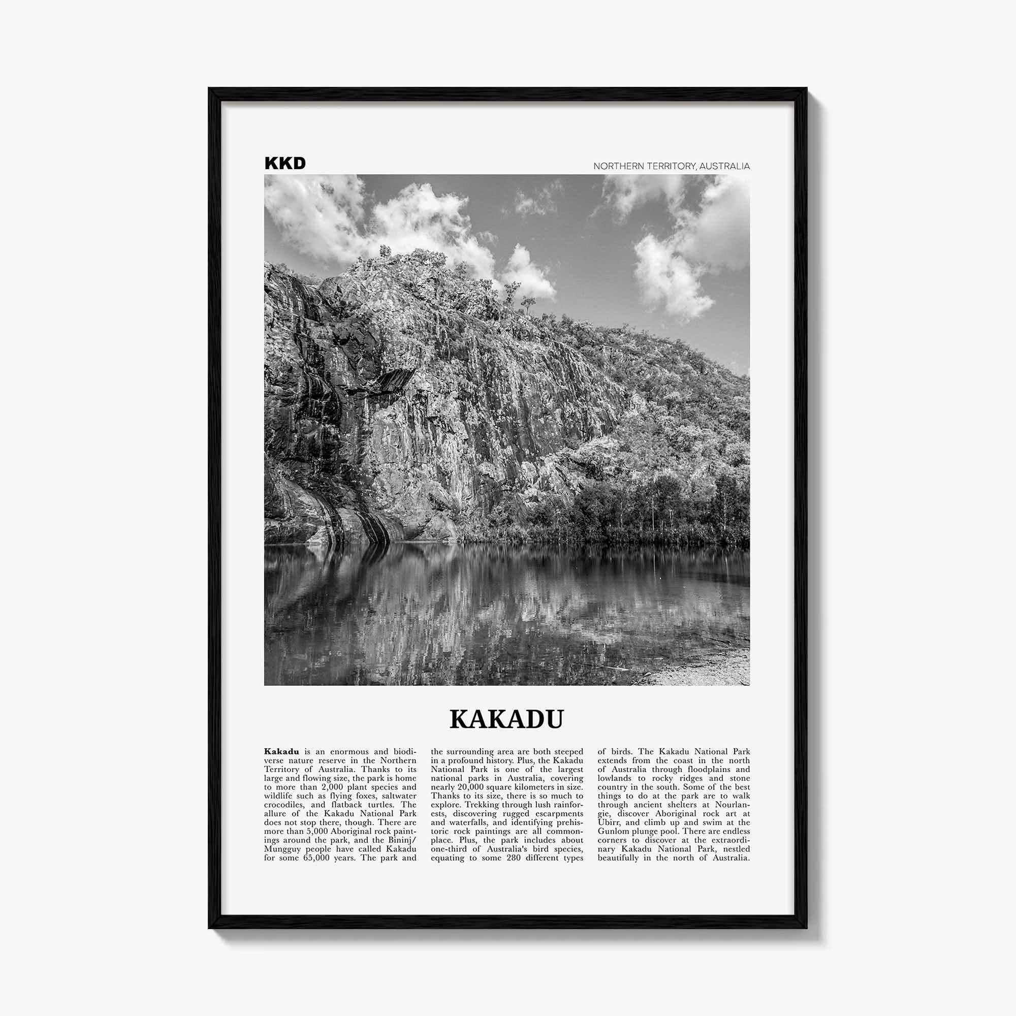 Kakadu Print Black and White, Kakadu Wall Art, Kakadu Poster, Kakadu Photo, Kakadu Wall Décor, Kakadu Map, Northern Territory, Australia