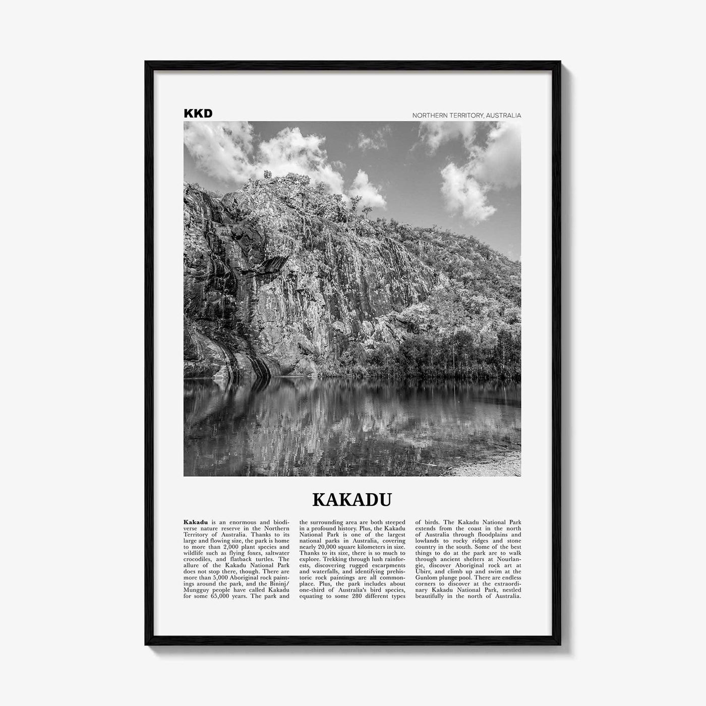 Kakadu Print Black and White, Kakadu Wall Art, Kakadu Poster, Kakadu Photo, Kakadu Wall Décor, Kakadu Map, Northern Territory, Australia